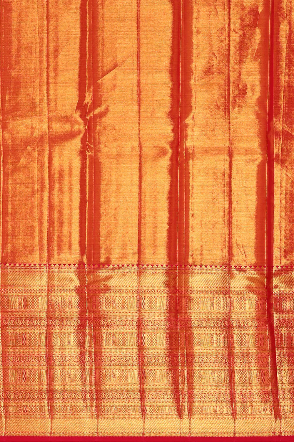 Kanchipattu Golden Pinkish Red Tissue Brocade Saree