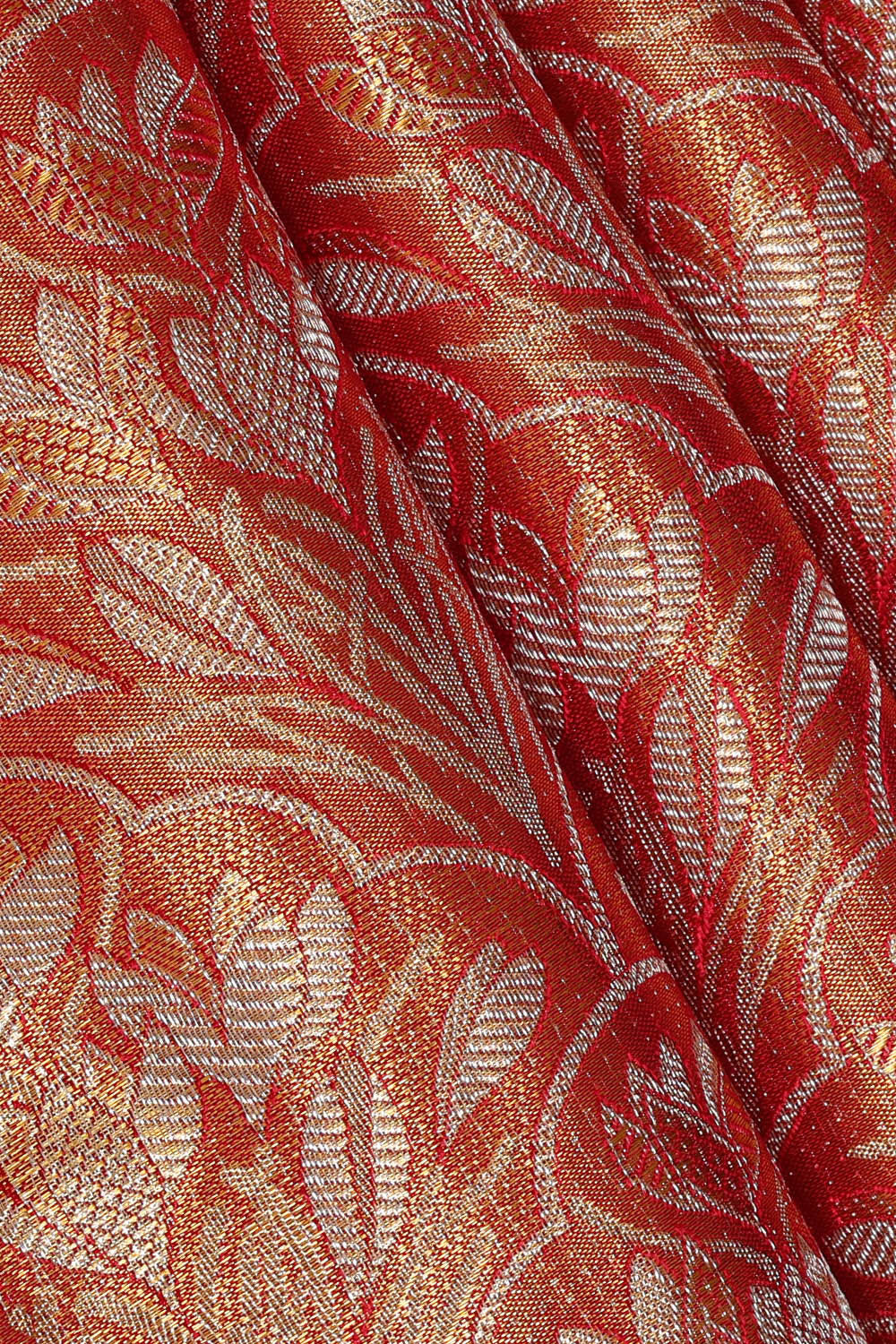 Image of Kanchipattu Golden Red Tissue Brocade Saree
