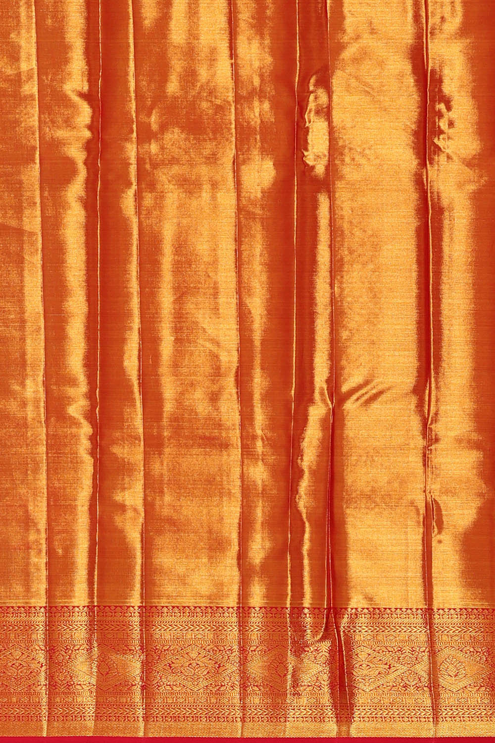 Kanchipattu Golden Red Tissue Brocade Saree