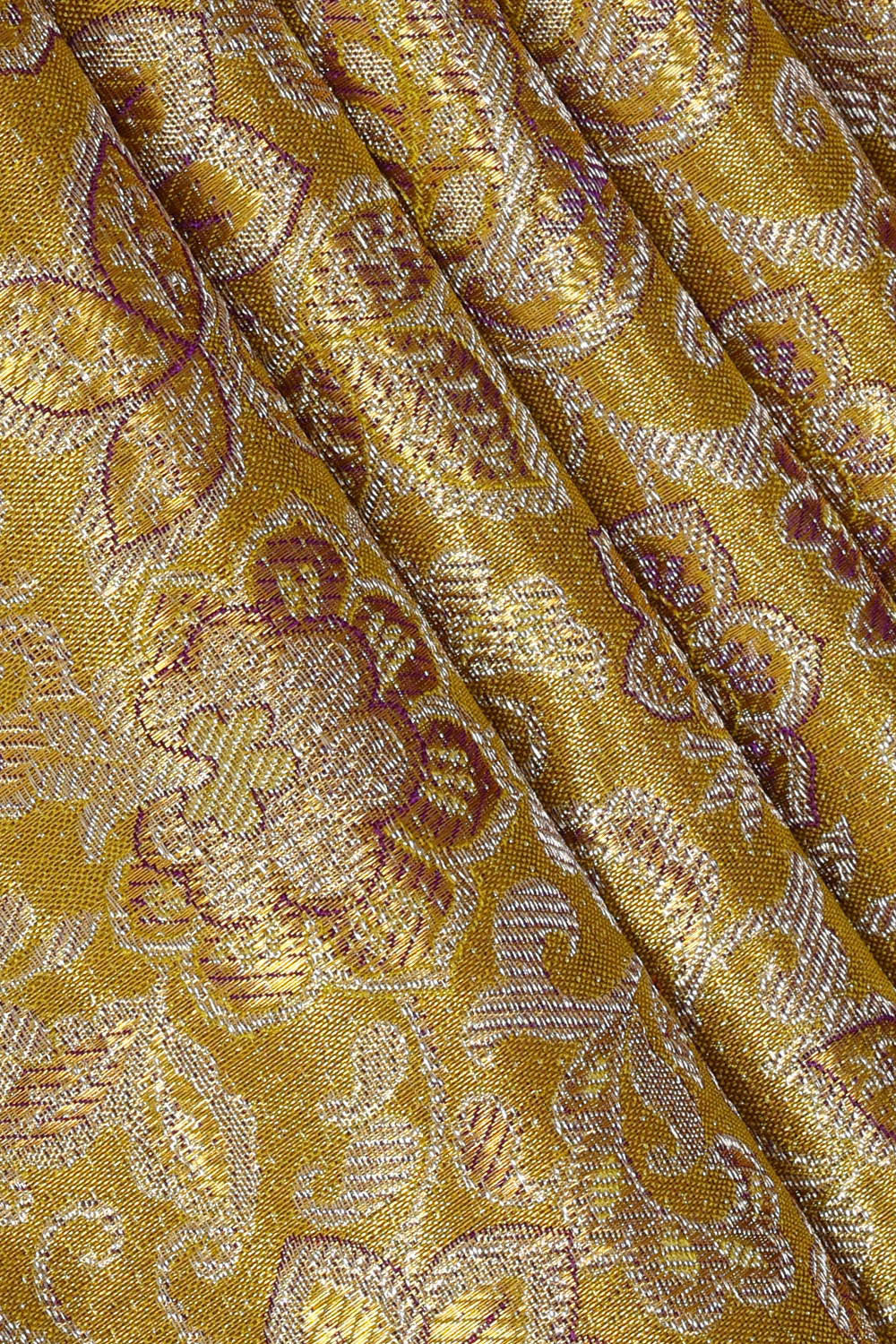 Image of Kanchipattu Greenish Yellow Tissue Brocade Saree