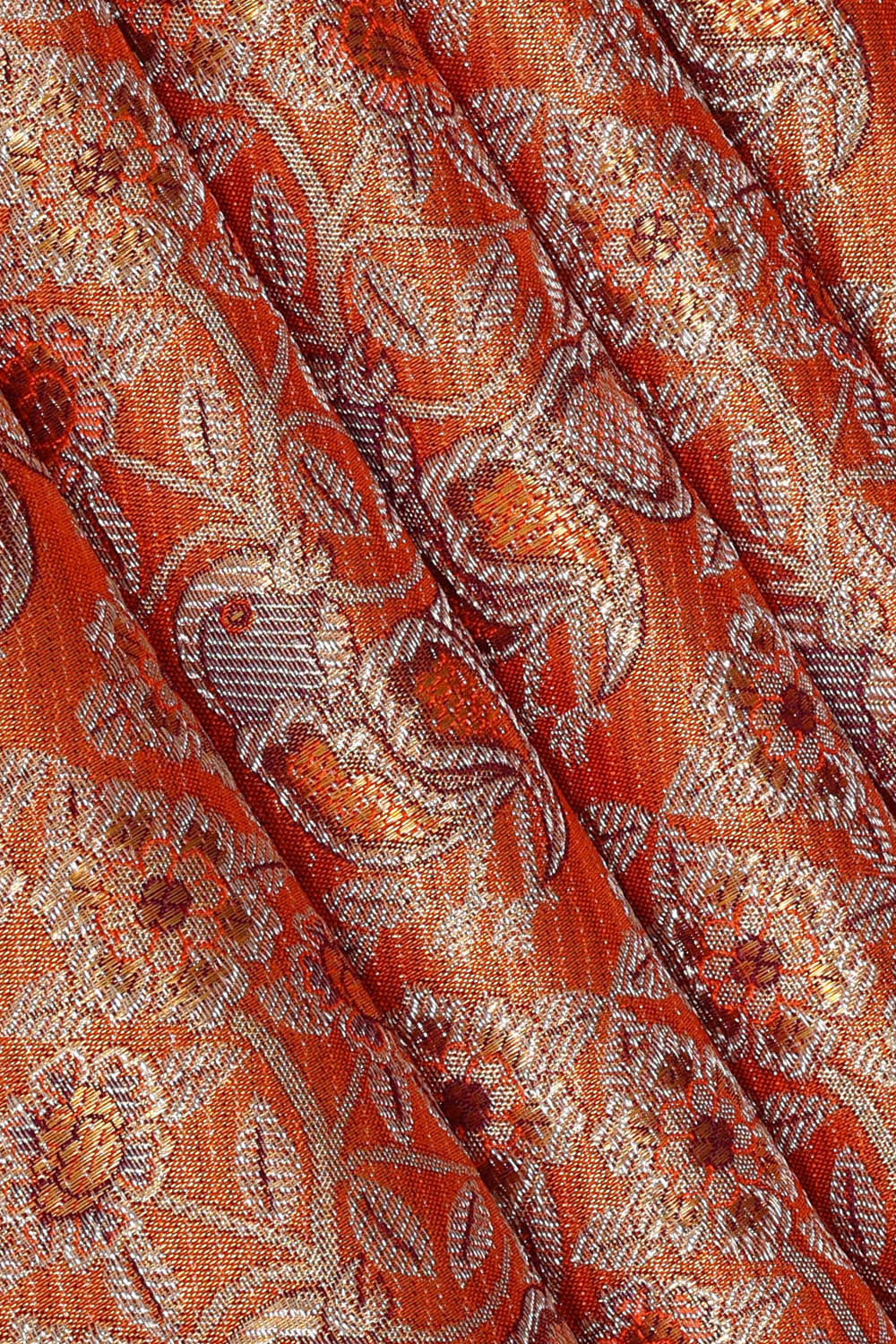 Kanchipattu Orange Tissue Brocade Saree