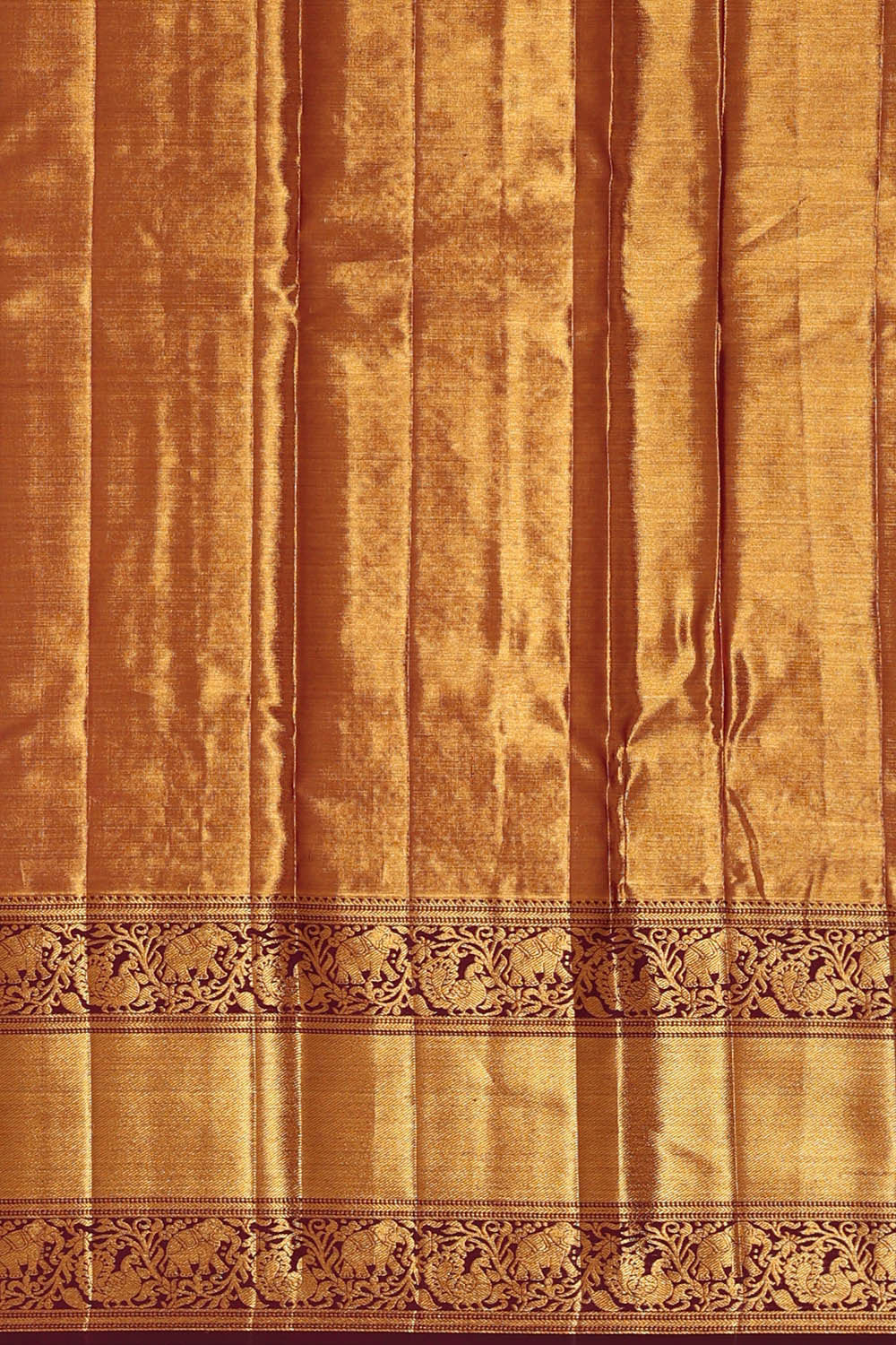 Kanchipattu Orange Tissue Brocade Saree