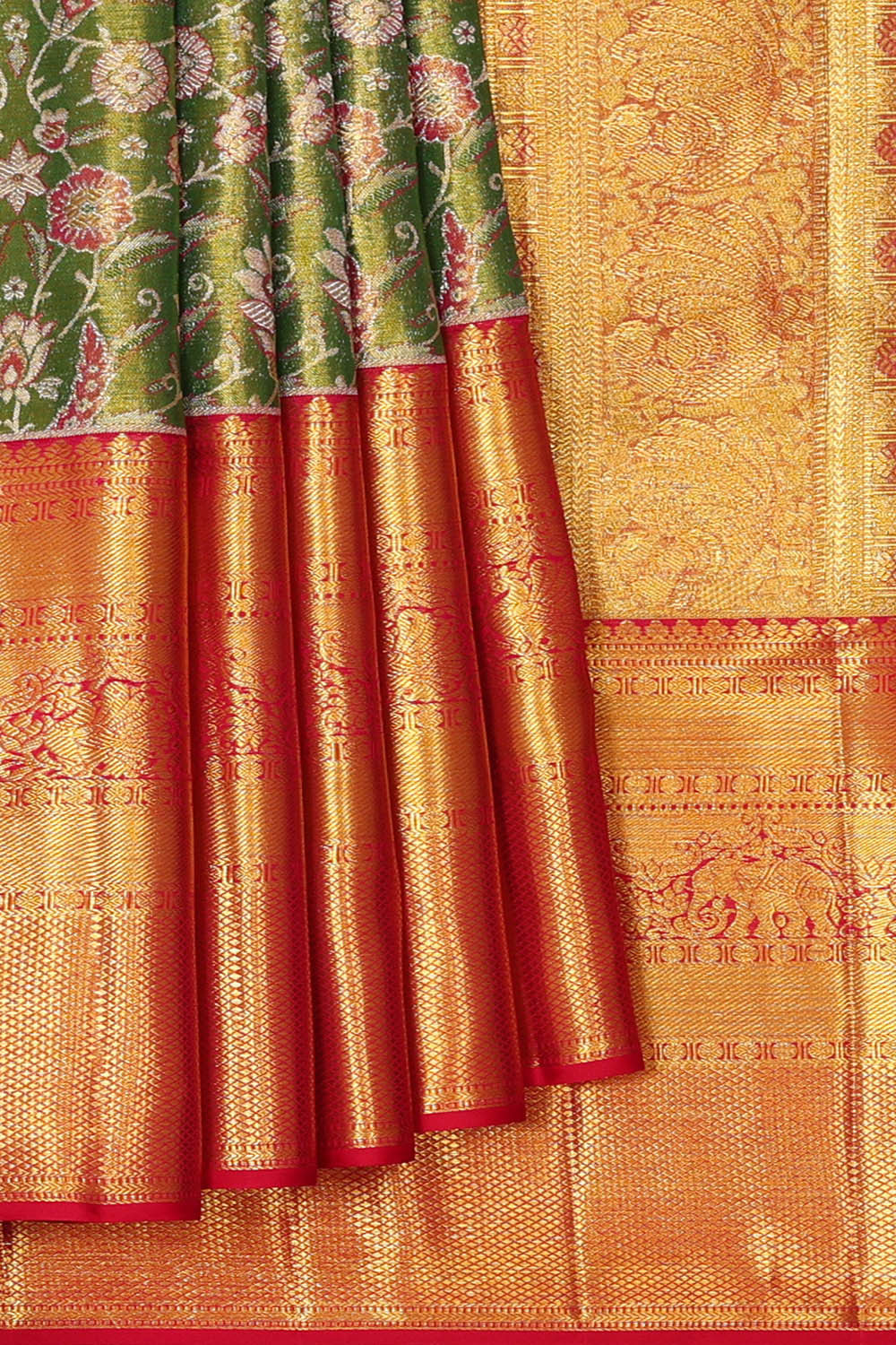 Kanchipattu Green Tissue Brocade Saree