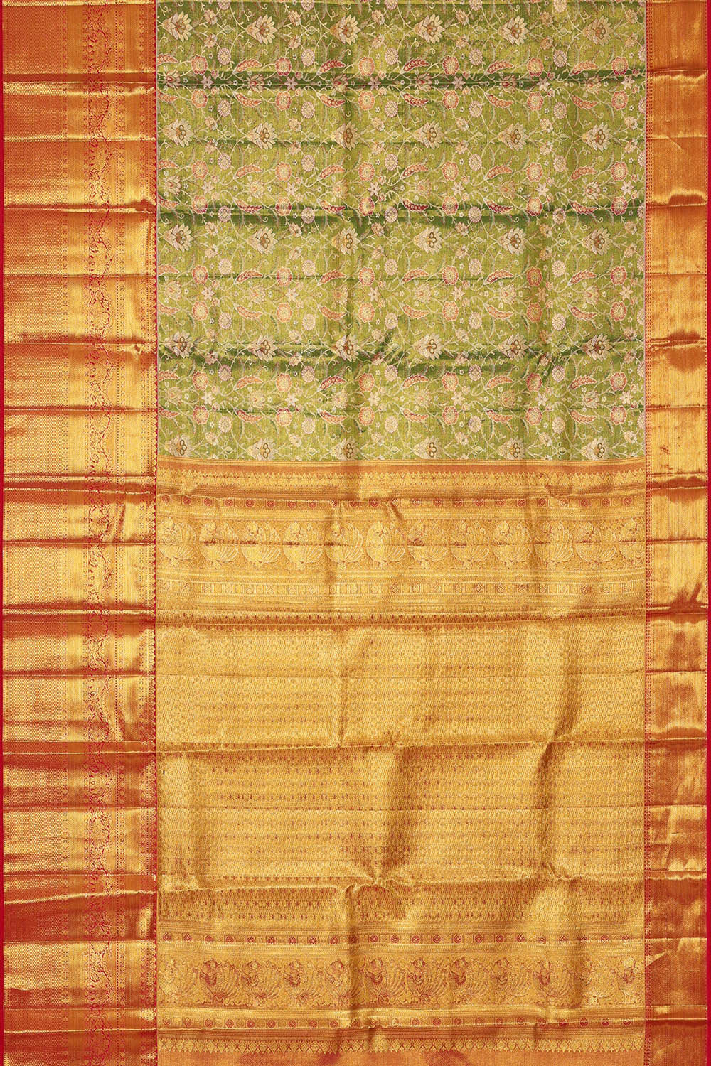 Kanchipattu Green Tissue Brocade Saree