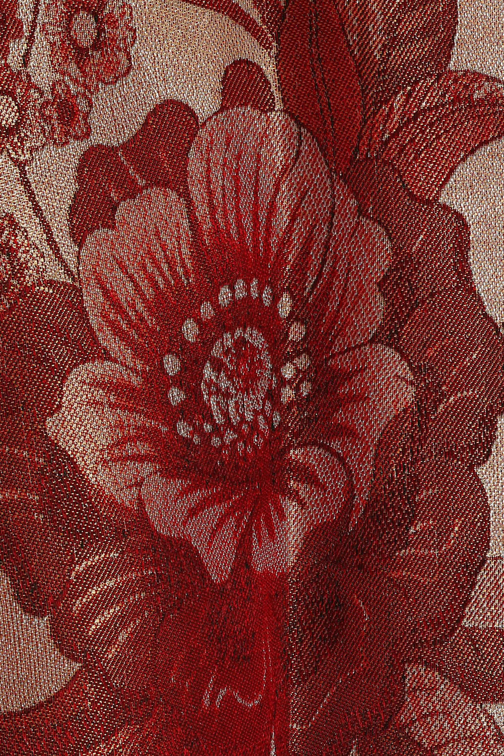 Kanchipattu Golden Red Tissue Brocade Saree