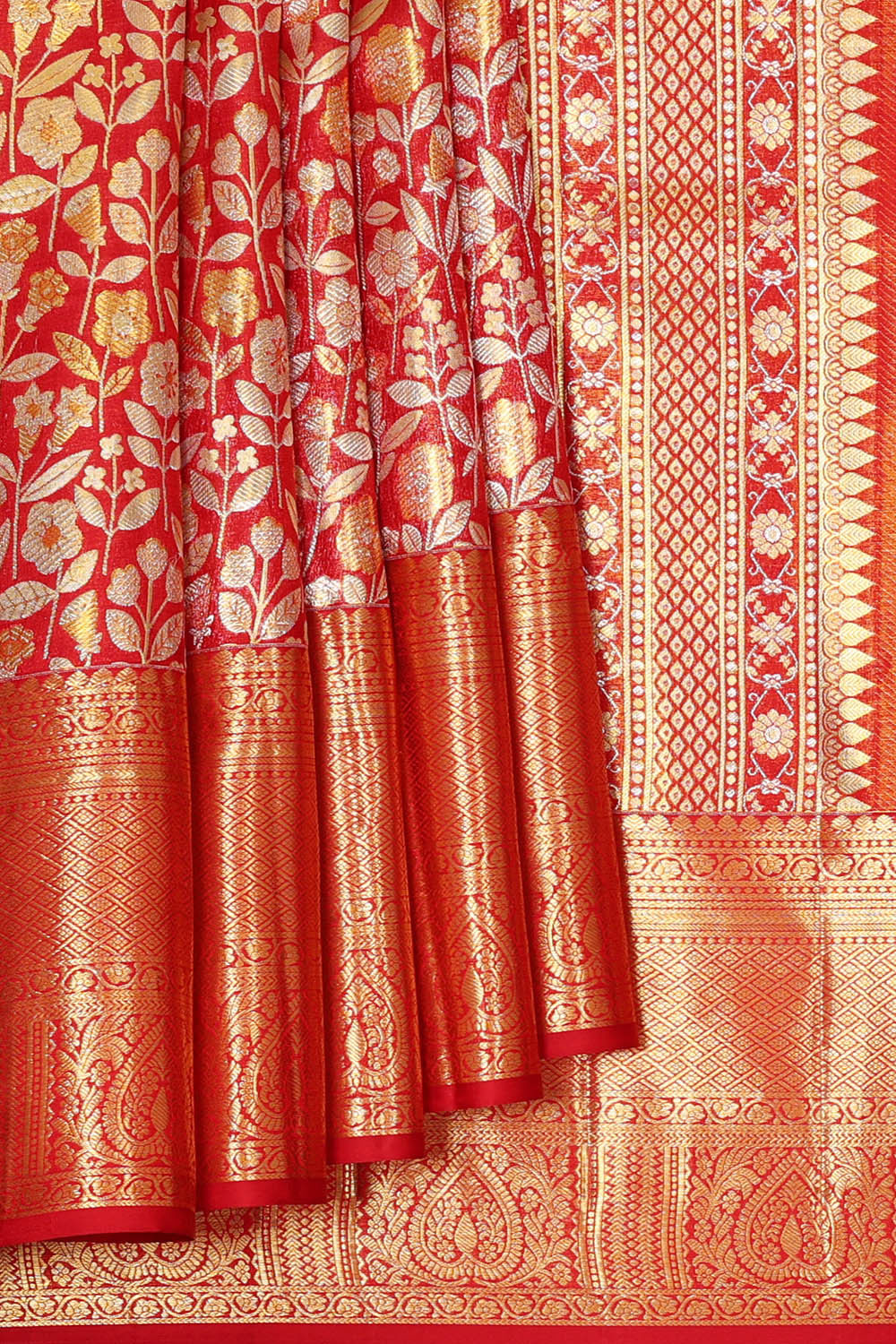 Kanchipattu Red Tissue Brocade Saree
