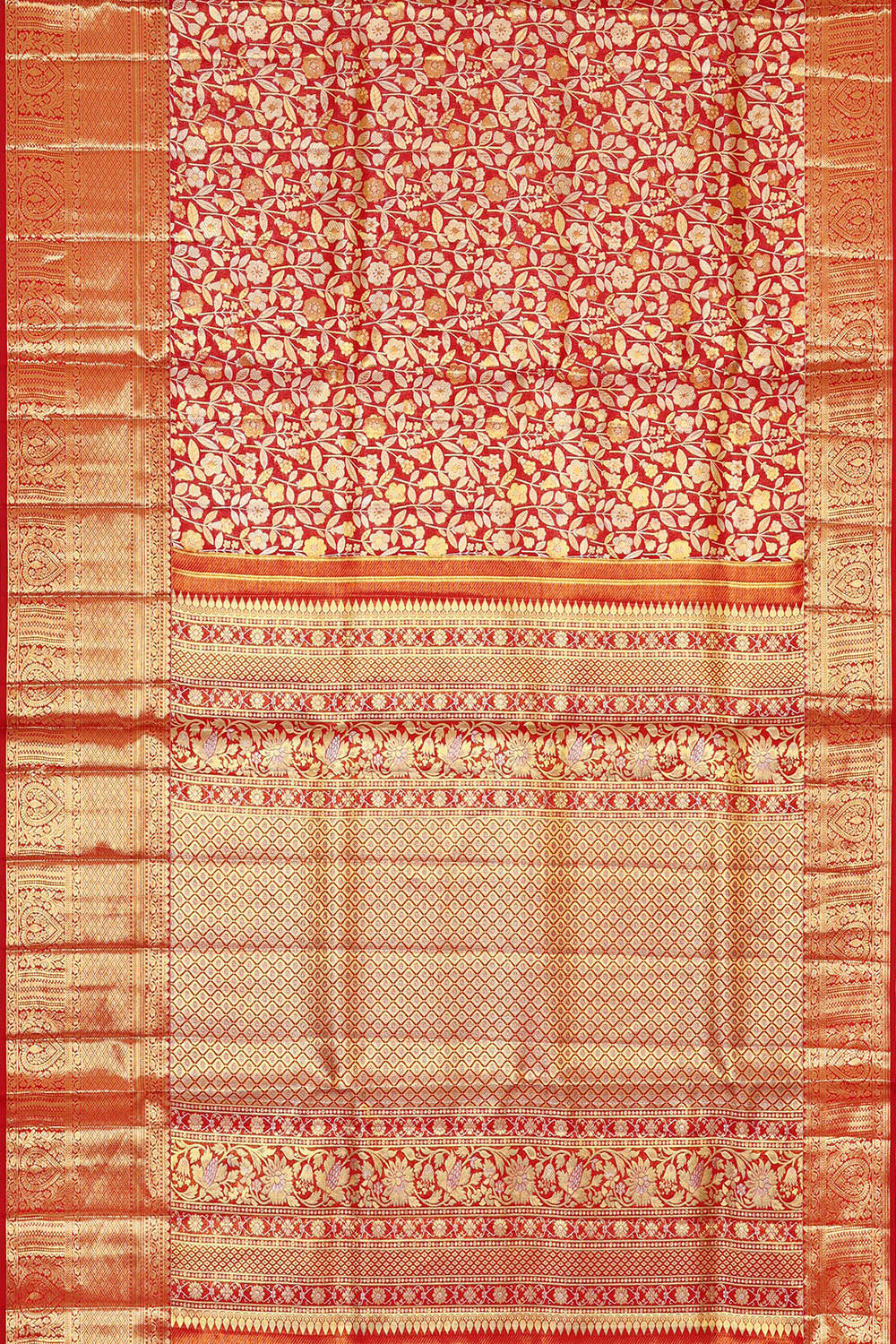 Image of Kanchipattu Red Tissue Brocade Saree