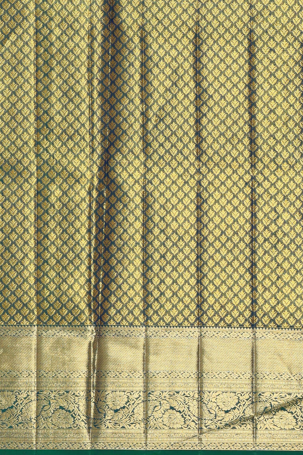 Image of Kanchipattu Peacock Green Tissue Brocade Saree