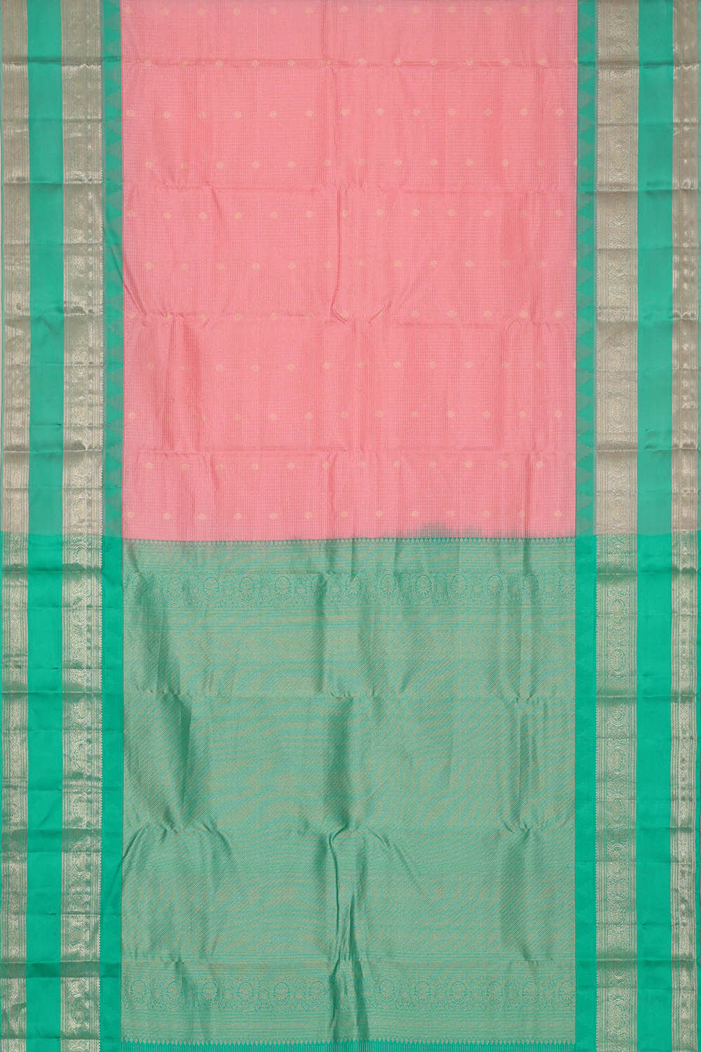 Kanchipattu Peach Pink Brocade Saree