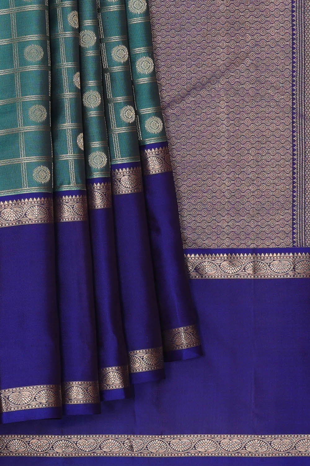 Kanchipattu Teal Blue Brocade Saree