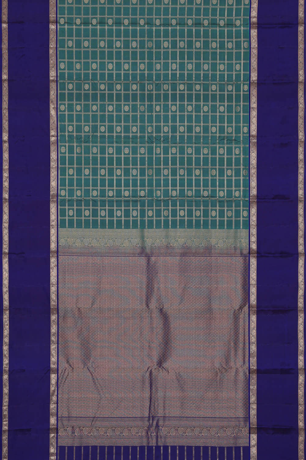 Image of Kanchipattu Teal Blue Brocade Saree