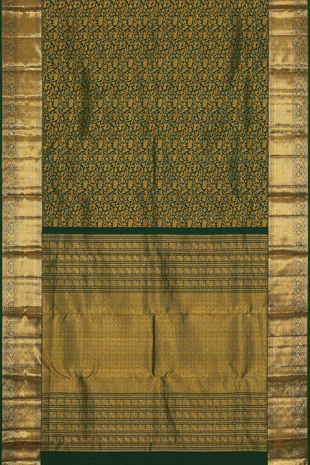 Image of Kanchipattu Bottle Green Brocade Saree