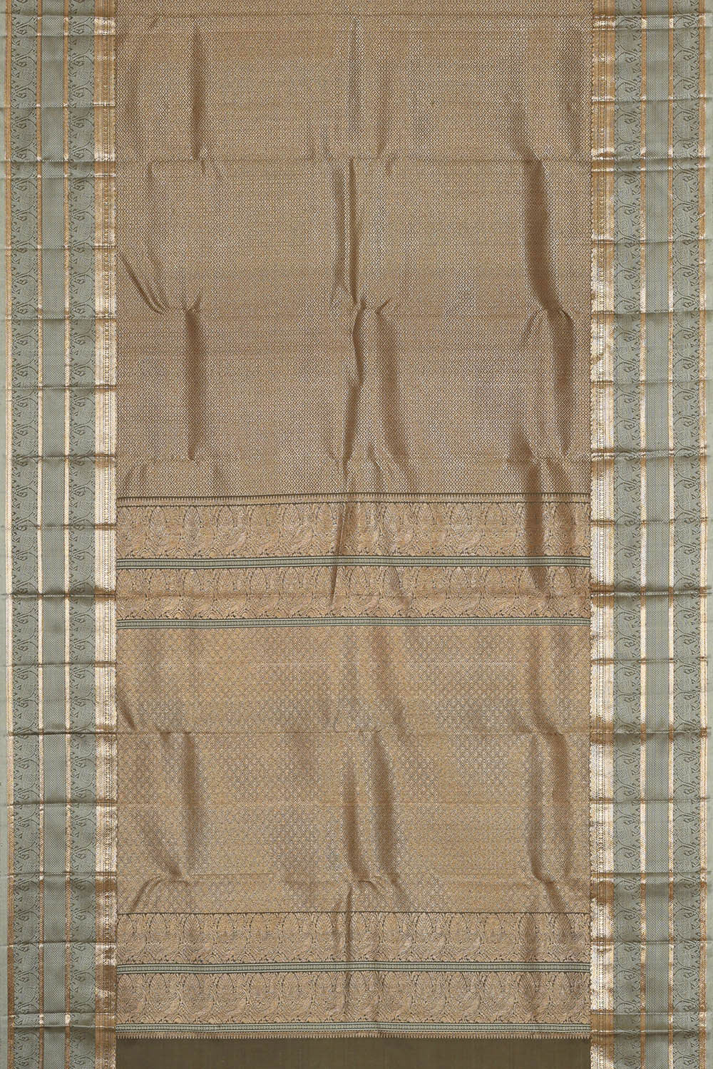 Image of Kanchipattu Mehndi Green Brocade Saree