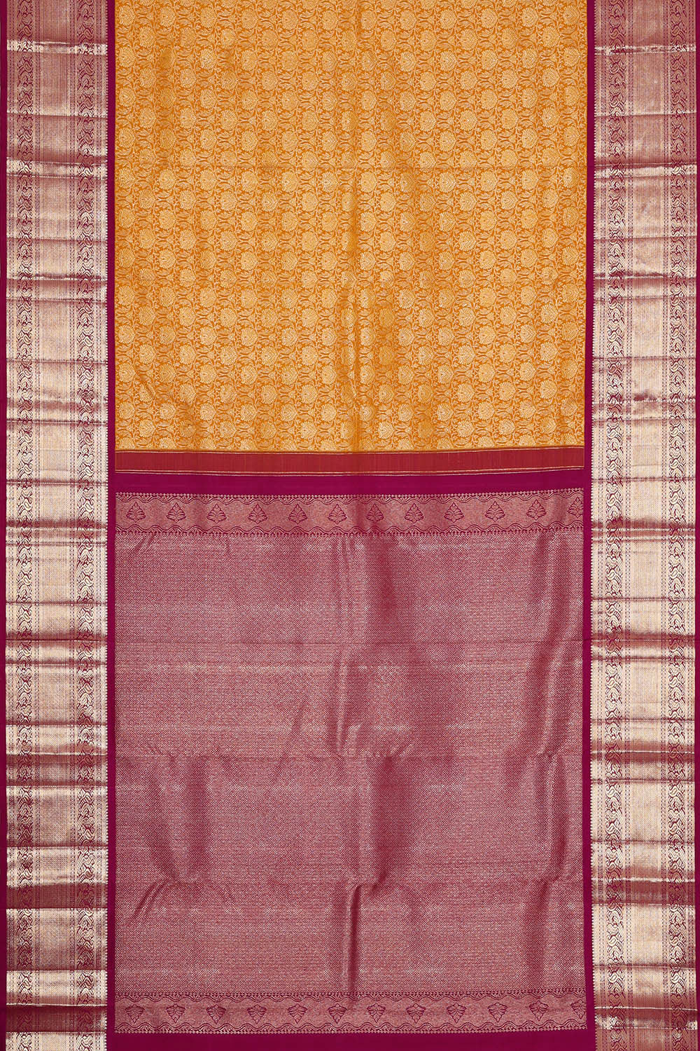 Kanchipattu Mustard Yellow Brocade Saree