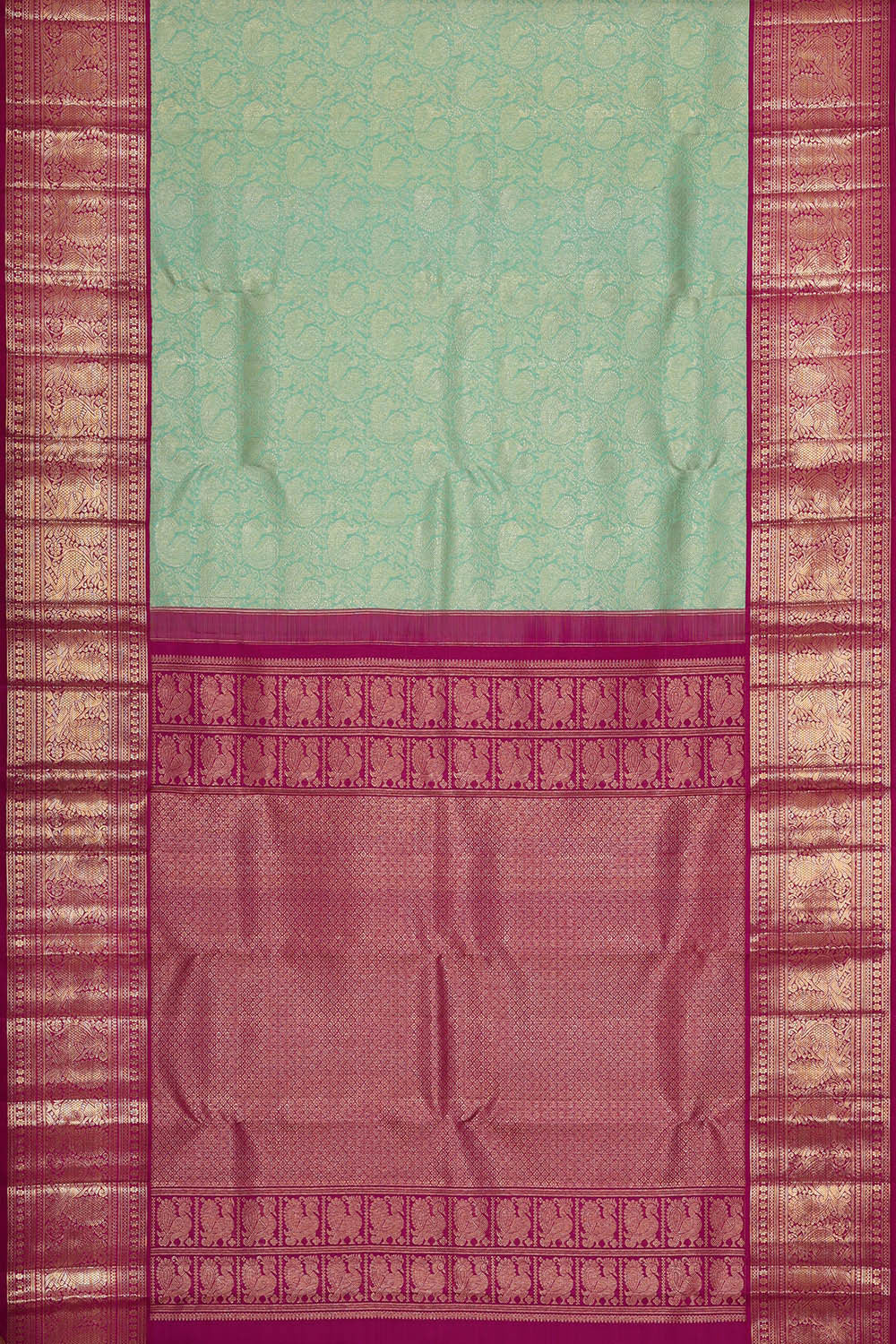 Image of Kanchipattu Sea Blue Brocade Saree