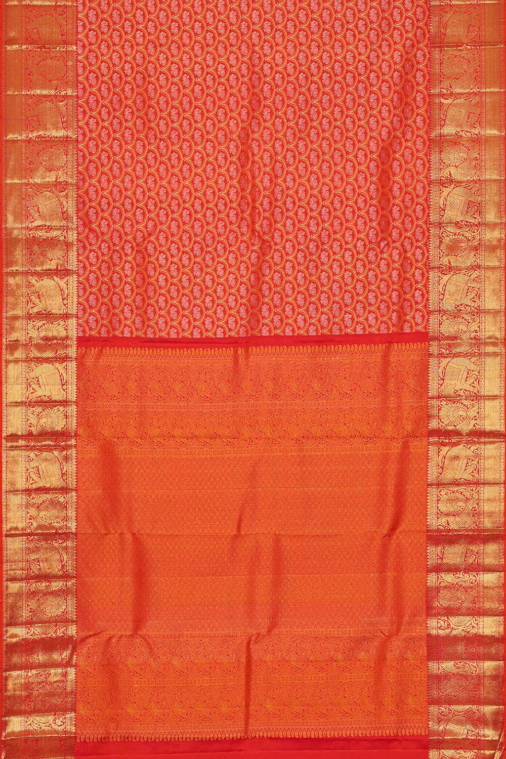 Image of Kanchipattu Dark Orange Brocade Saree