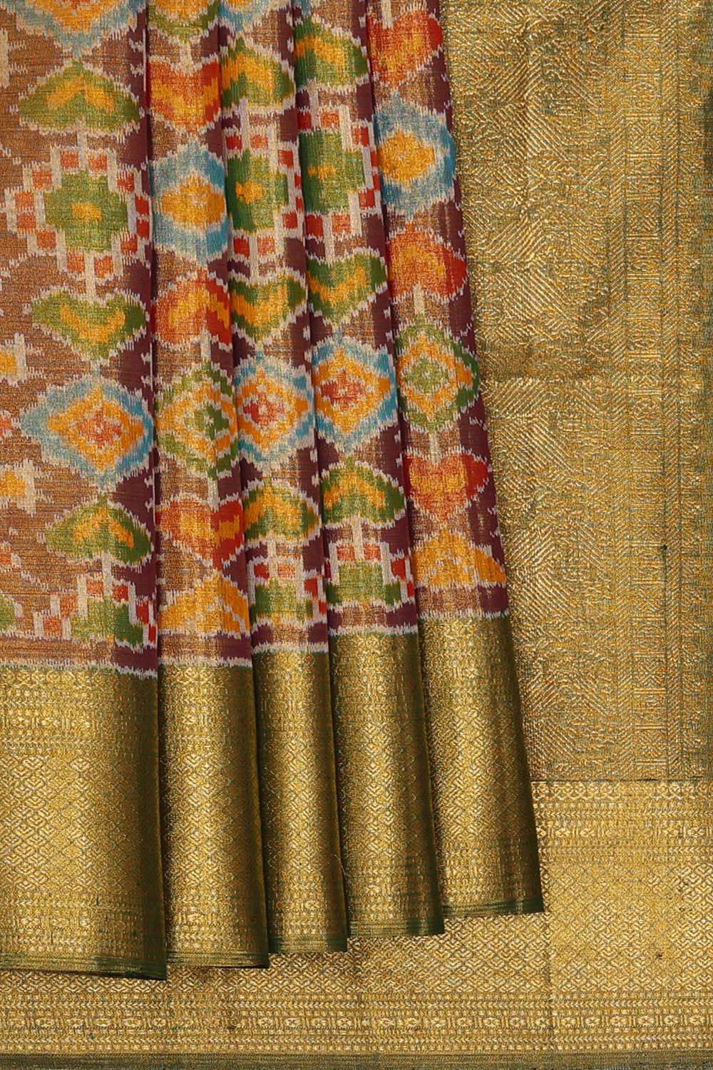 Image of Kanchipattu Brown Tissue Brocade Saree