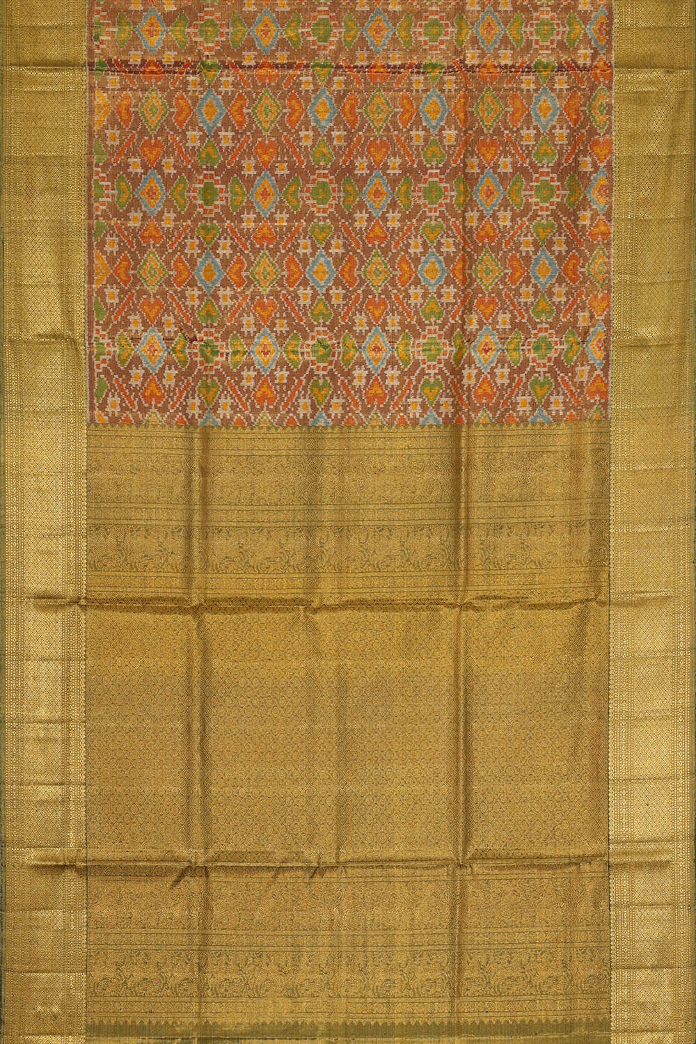 Kanchipattu Brown Tissue Brocade Saree