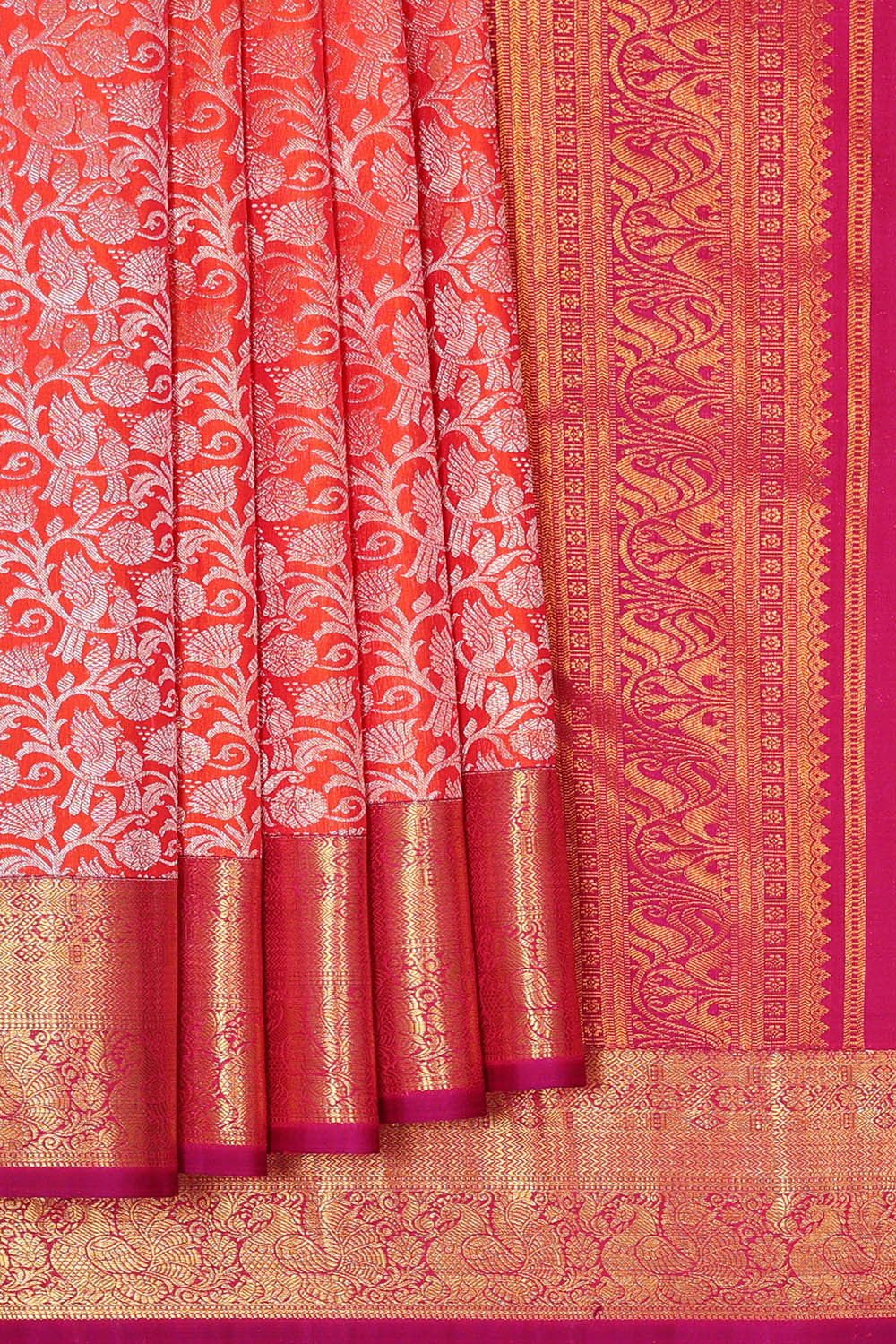 Kanchipattu Orange Brocade Saree