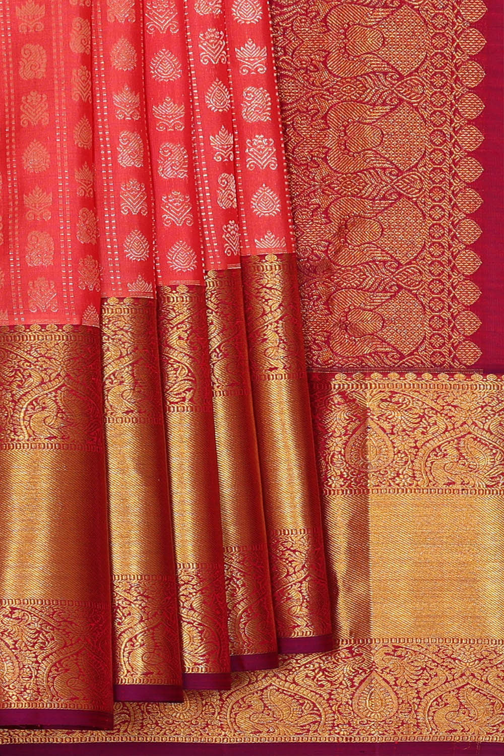 Image of Kanchipattu Peach Brocade Saree