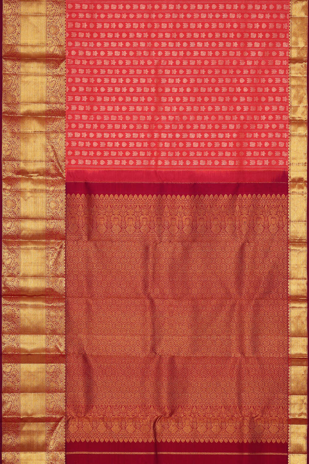 Image of Kanchipattu Peach Brocade Saree