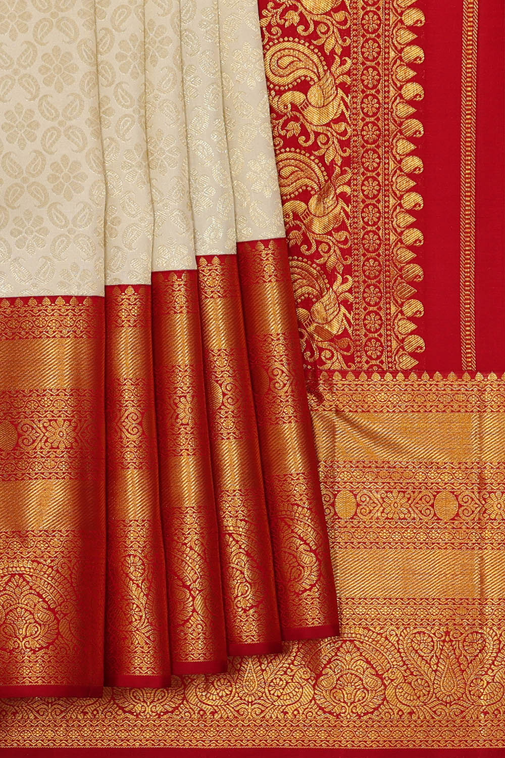 Image of Kanchipattu Silk Off-White Saree