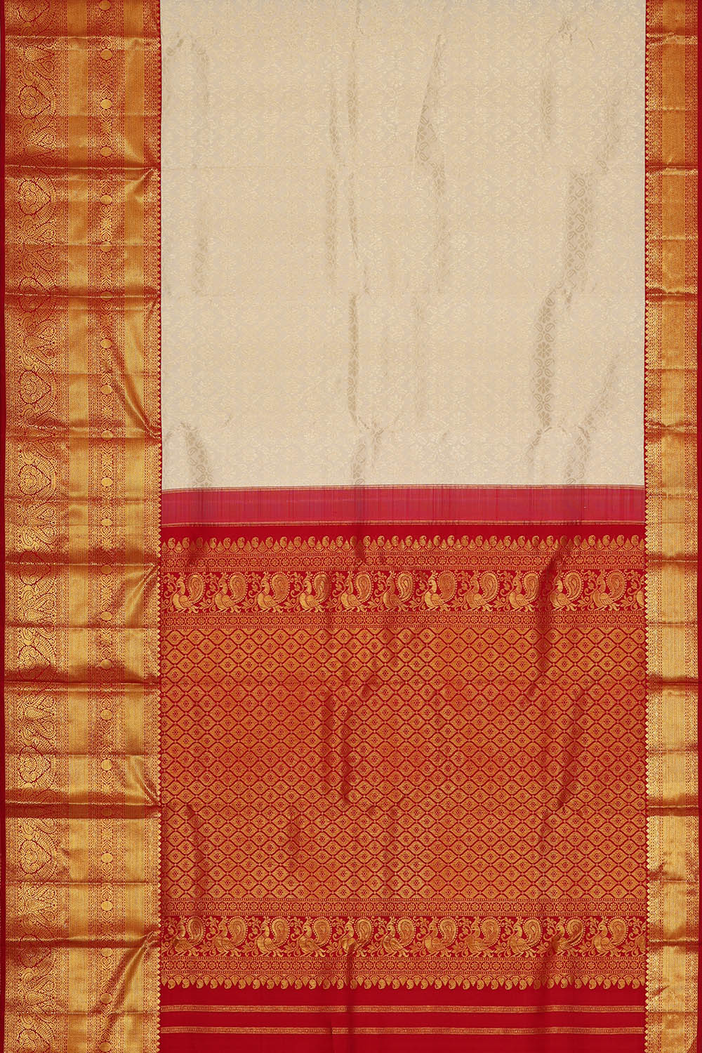 Image of Kanchipattu Silk Off-White Saree