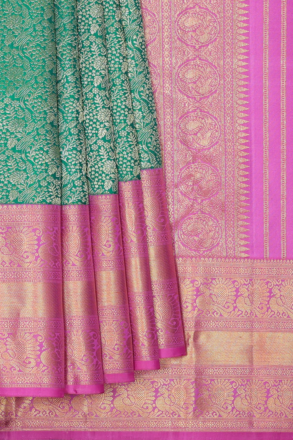 Image of Kanchipattu Emerald Green Brocade Saree