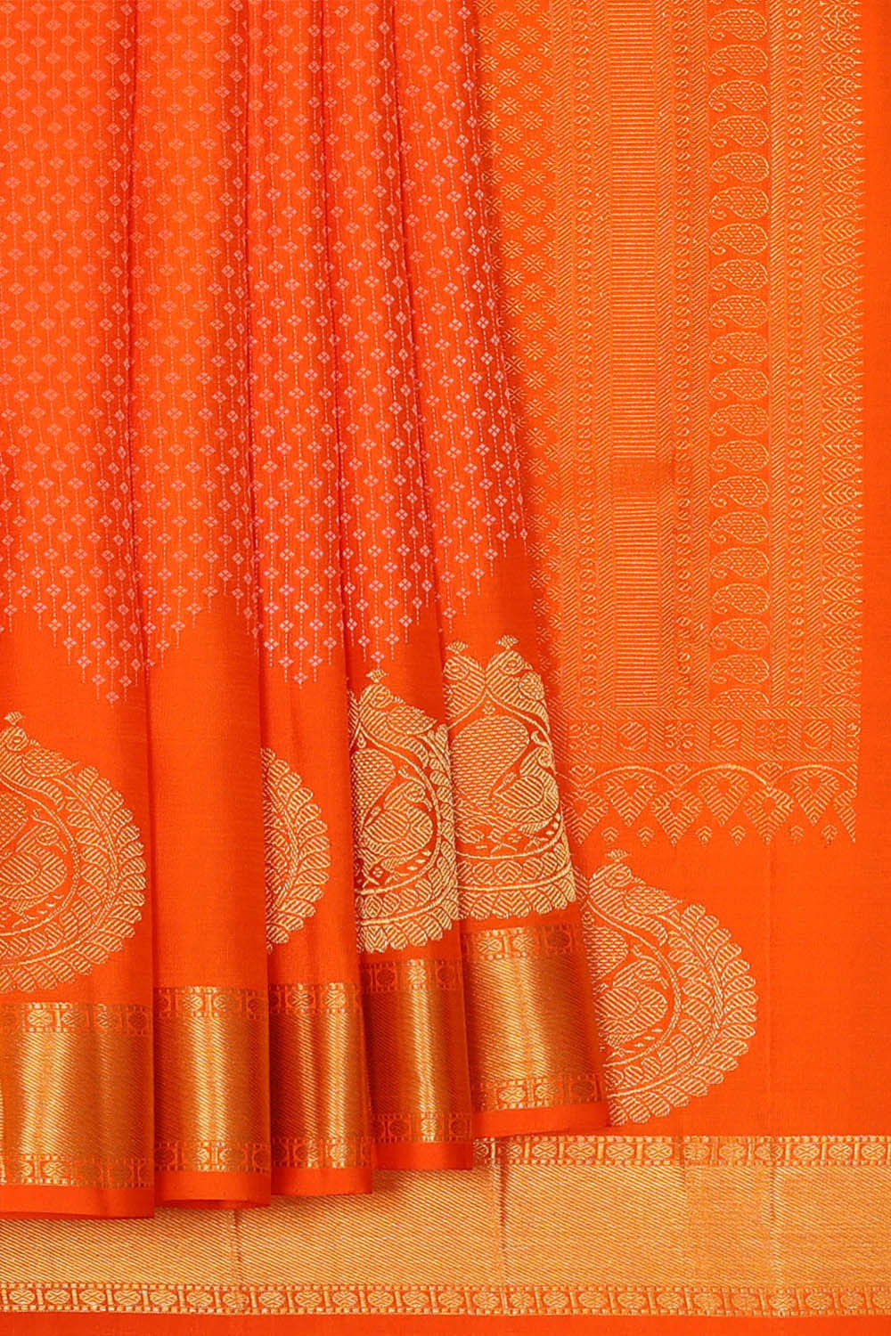 Image of Kanchipattu Orange Brocade Saree