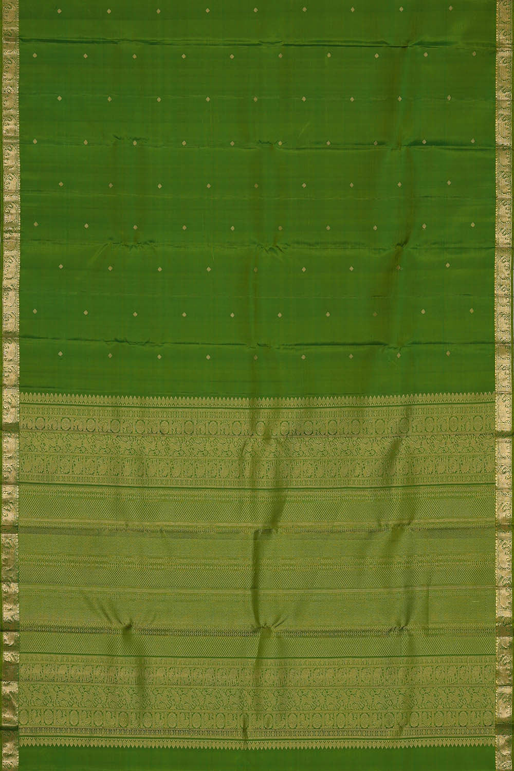 Image of Kanchipattu Parrot Green Brocade Saree