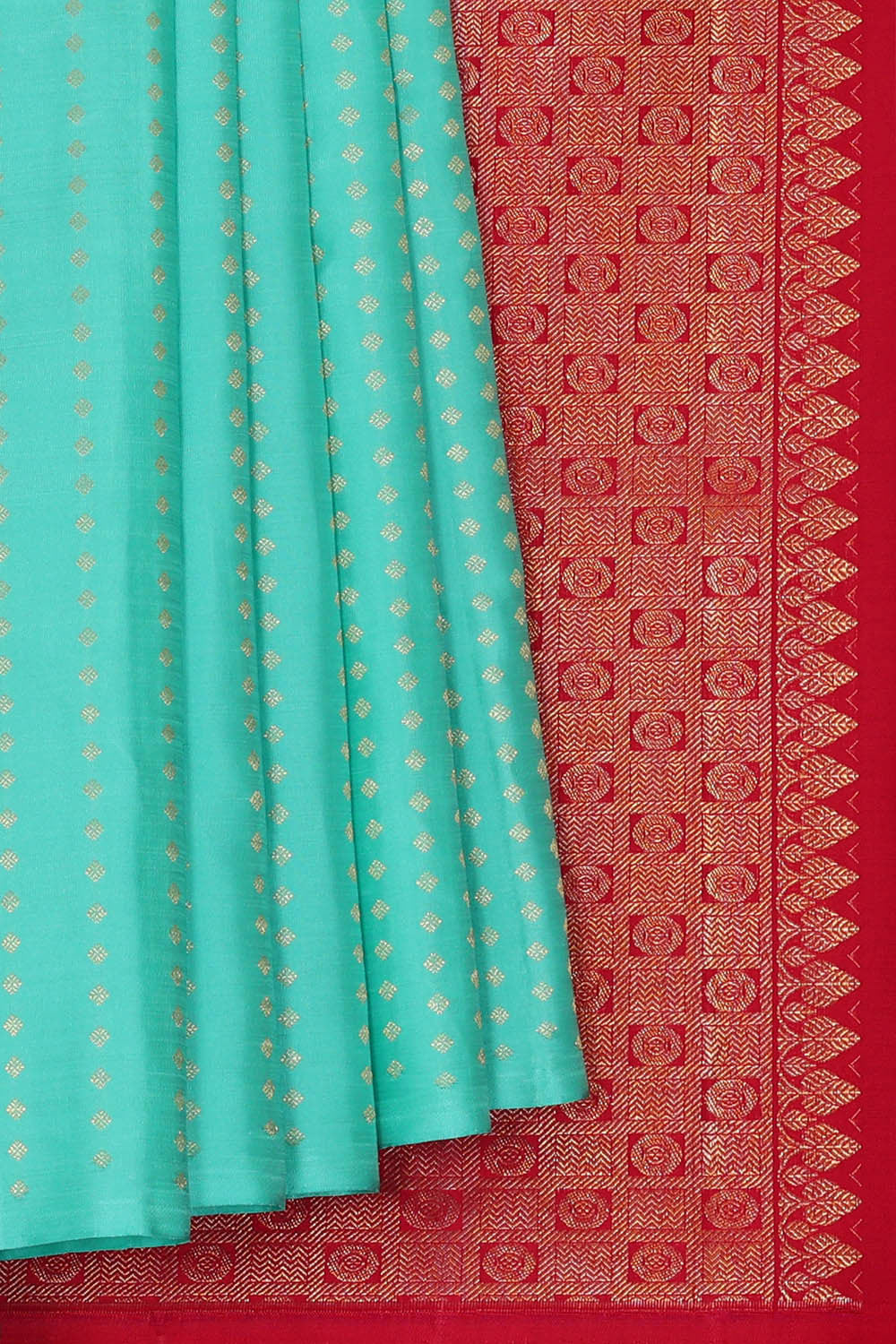 Image of Kanchipattu Turquoise Blue Brocade Saree