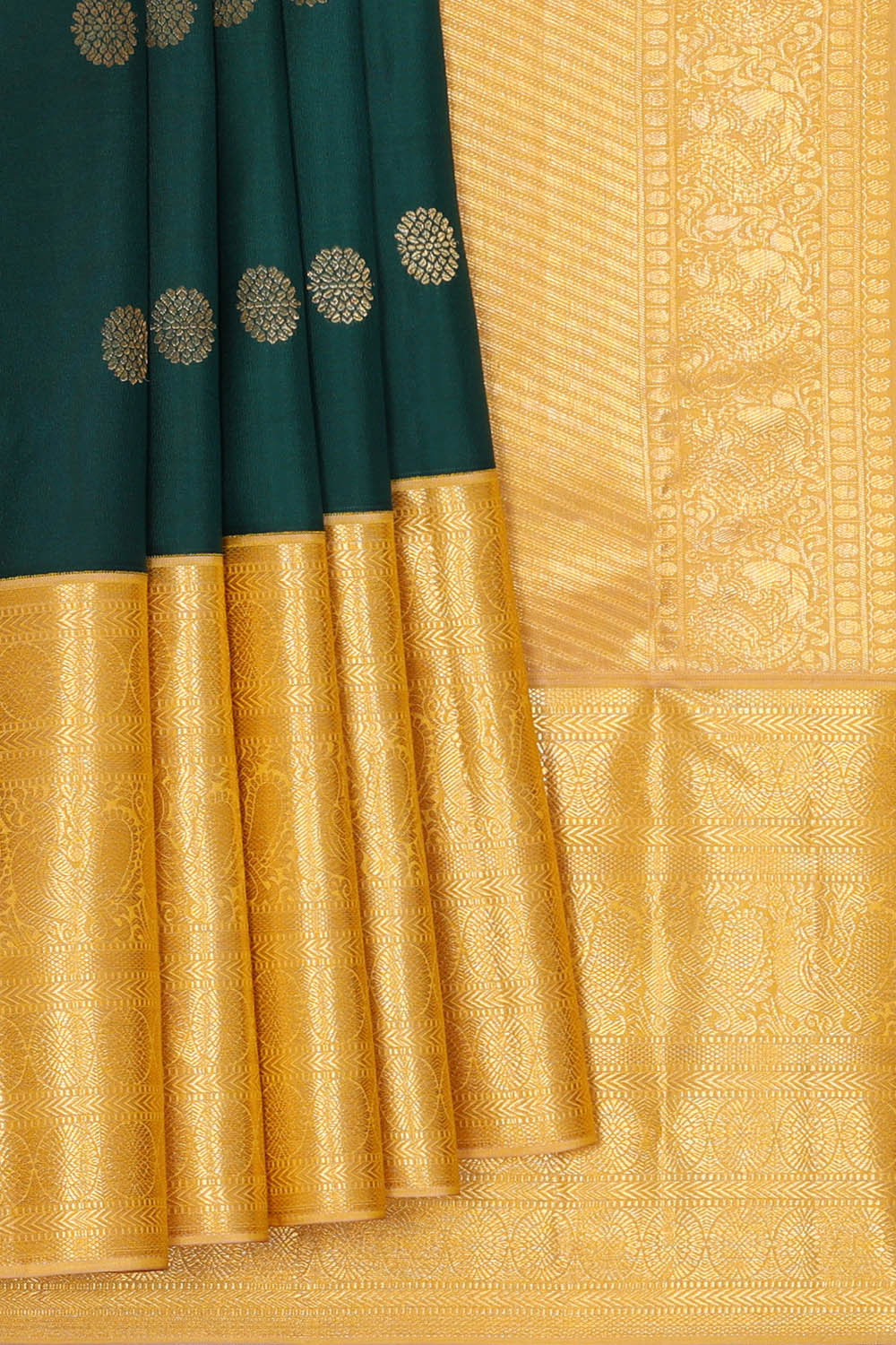Kanchipattu Bottle Green Brocade Saree