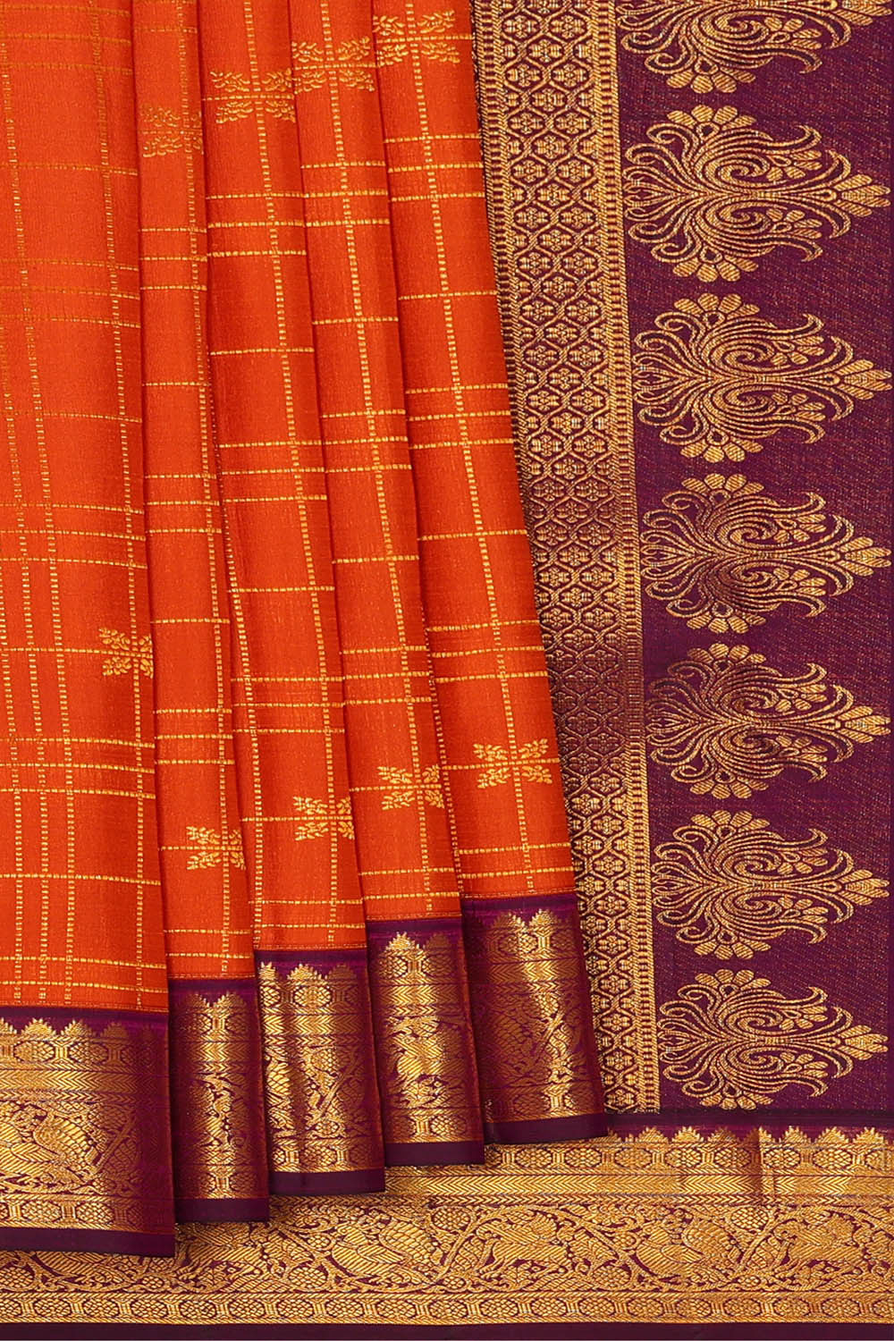 Image of Kanchipattu Orange Brocade Saree