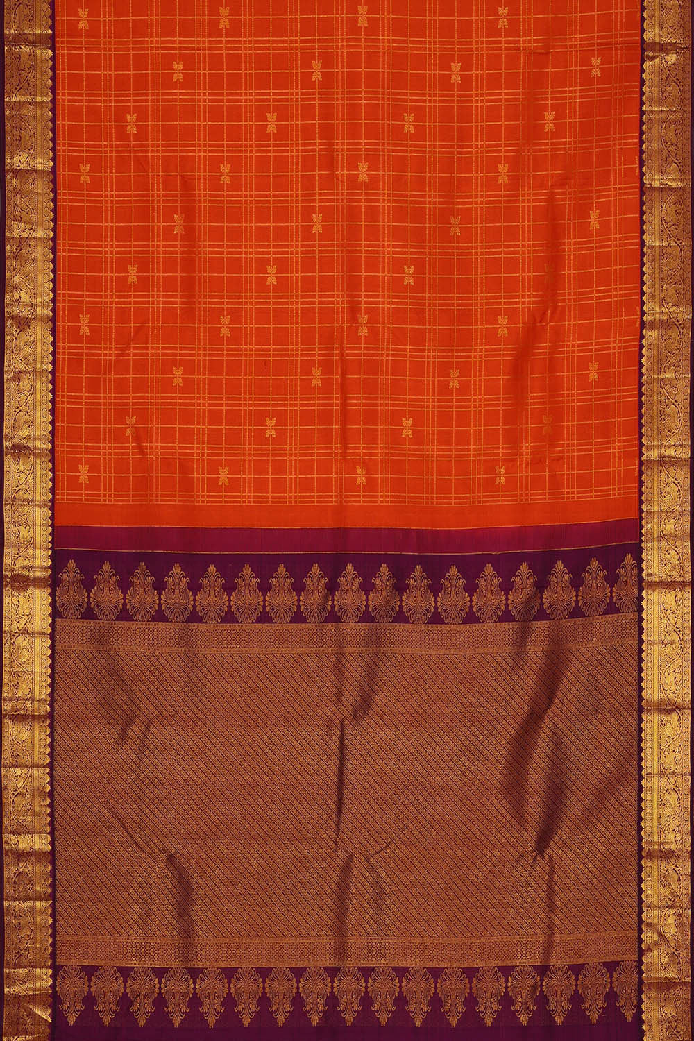 Image of Kanchipattu Orange Brocade Saree
