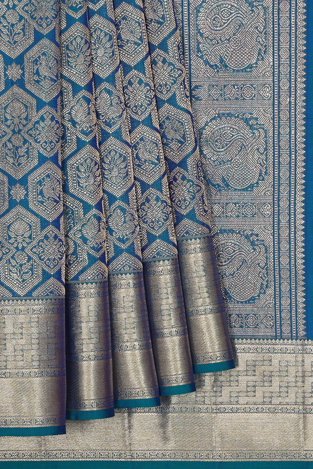 Image of Blue Kanchipattu Brocade Saree