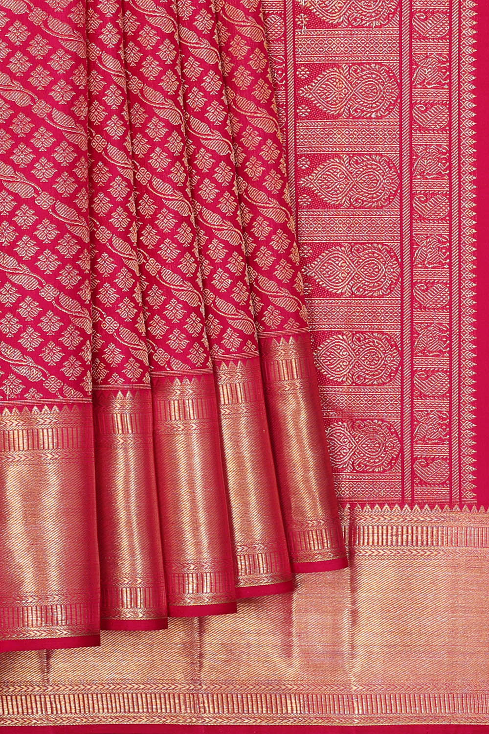 Image of Red Kanchipattu Brocade Saree