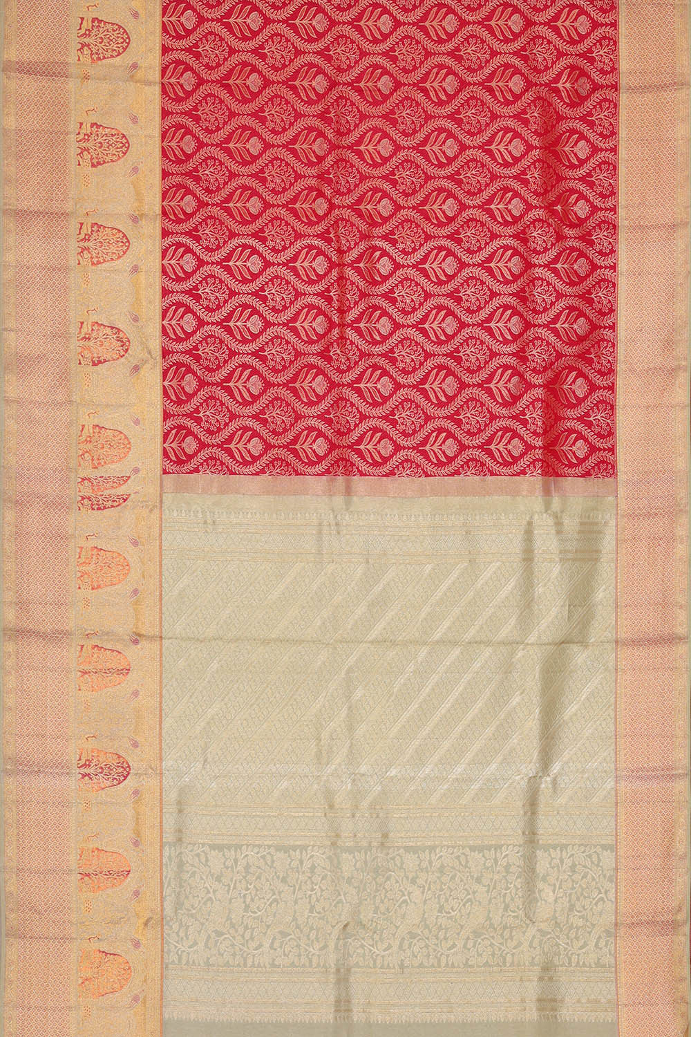 Image of Kanchipattu Pinkish Red Brocade Saree