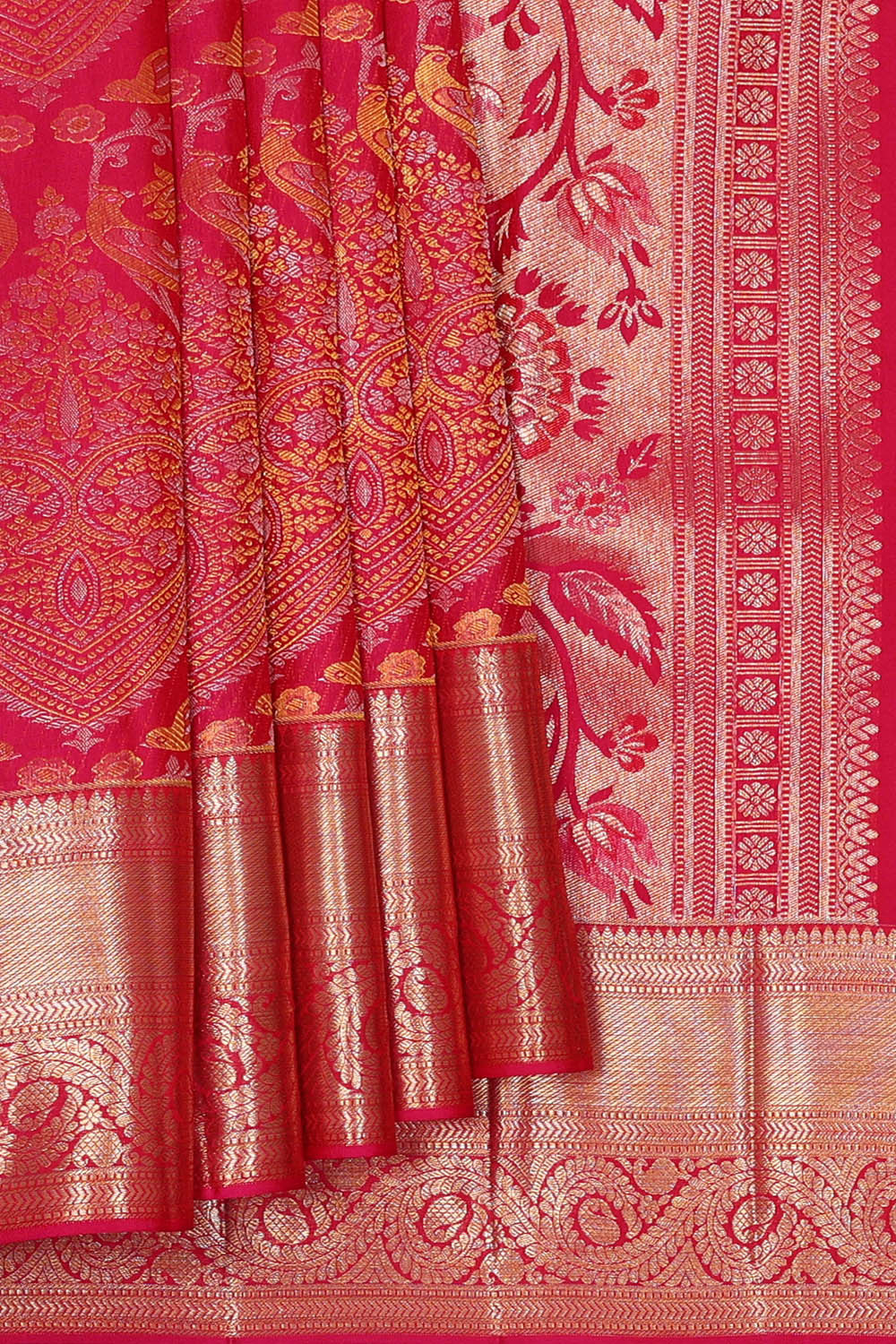 Kanchipattu Reddish Pink Brocade Saree