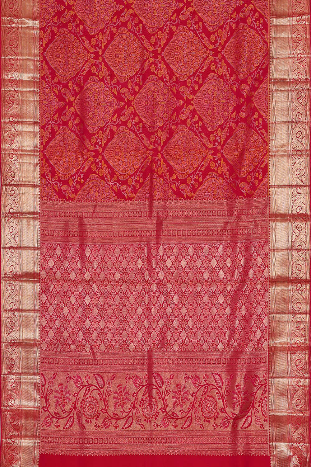 Kanchipattu Reddish Pink Brocade Saree