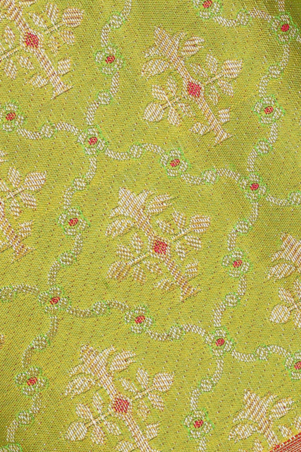 Image of Kanchipattu Parrot Green Brocade Saree