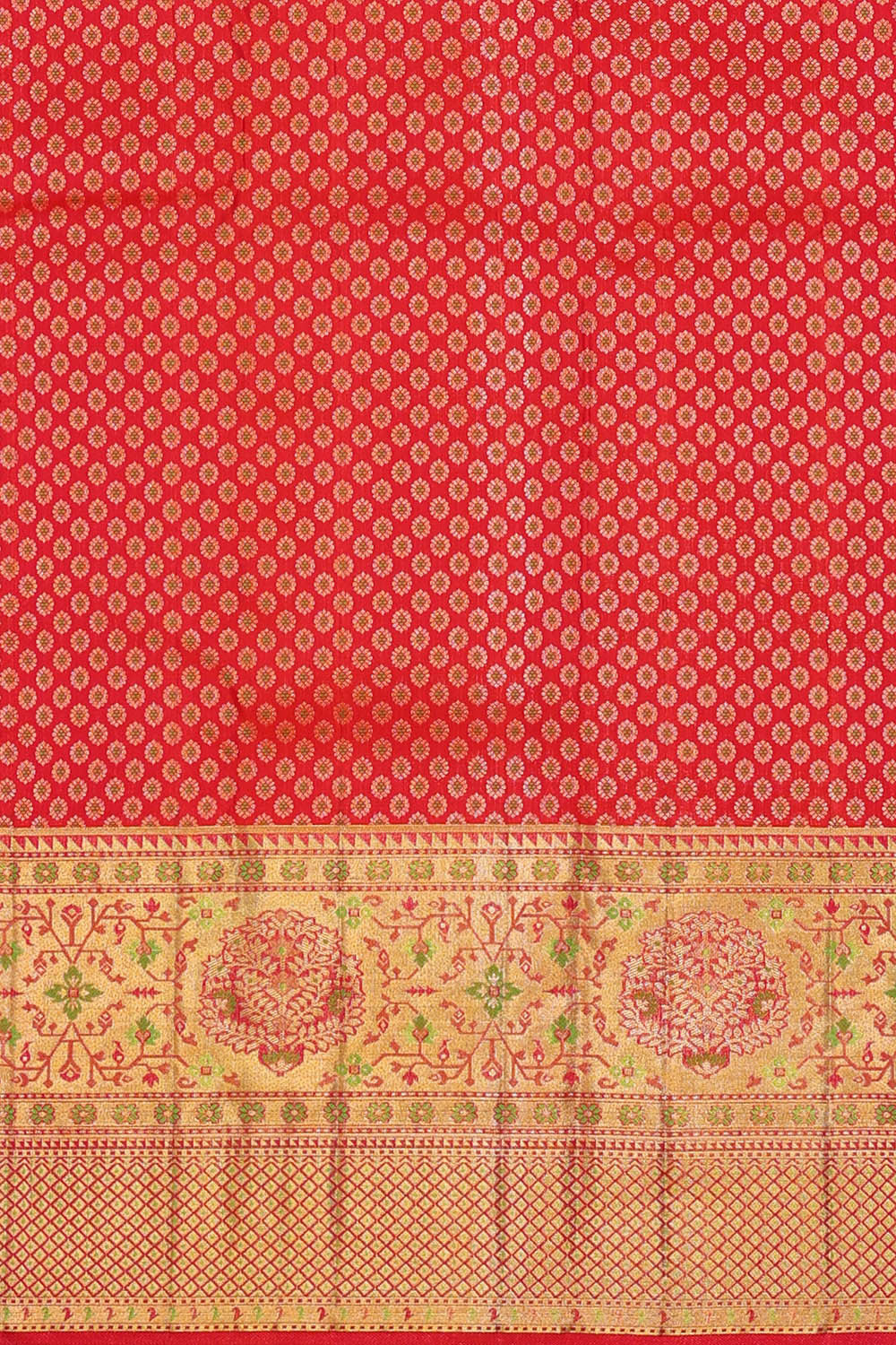 Image of Kanchipattu Parrot Green Brocade Saree