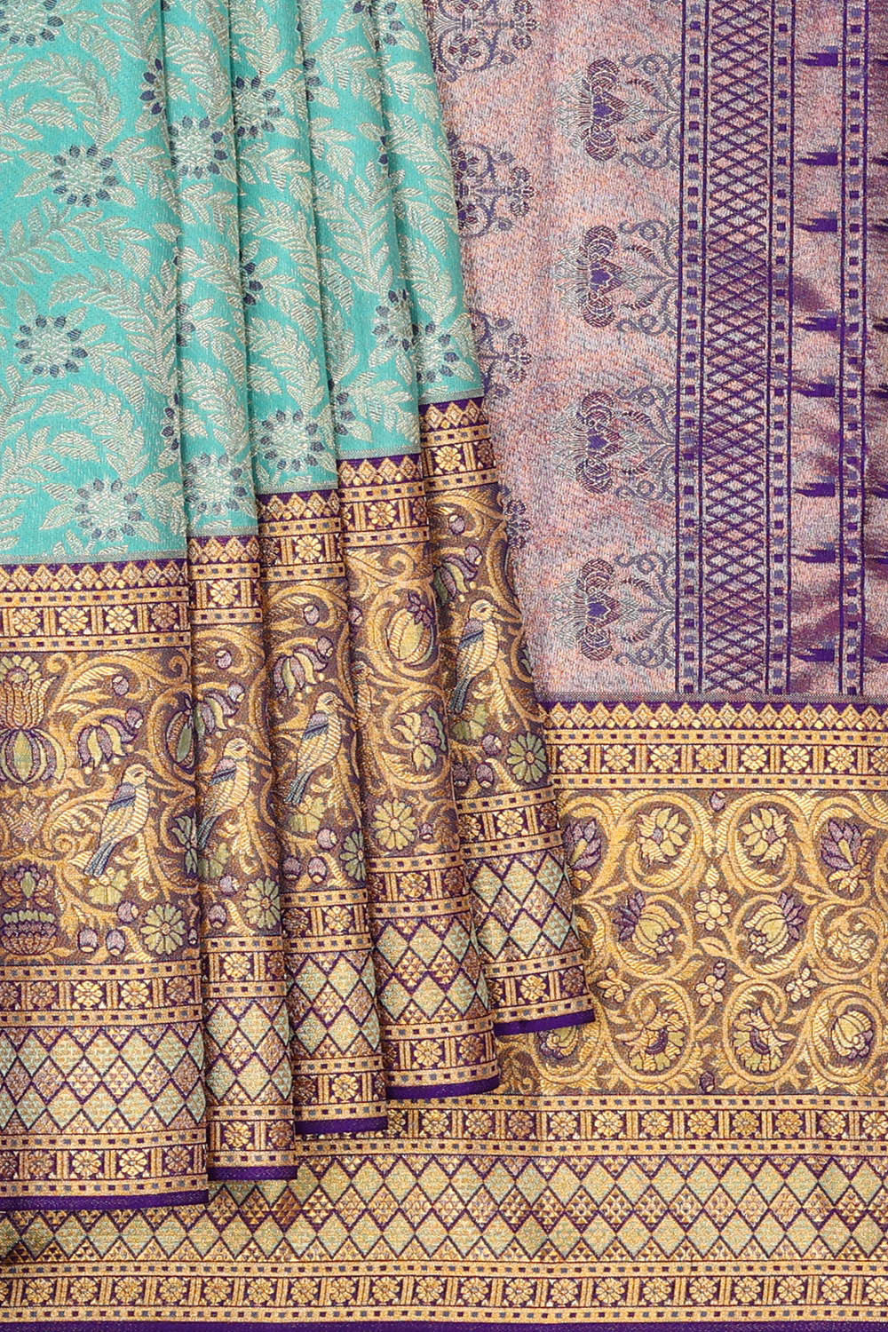 Image of Kanchipattu Blue Brocade Saree