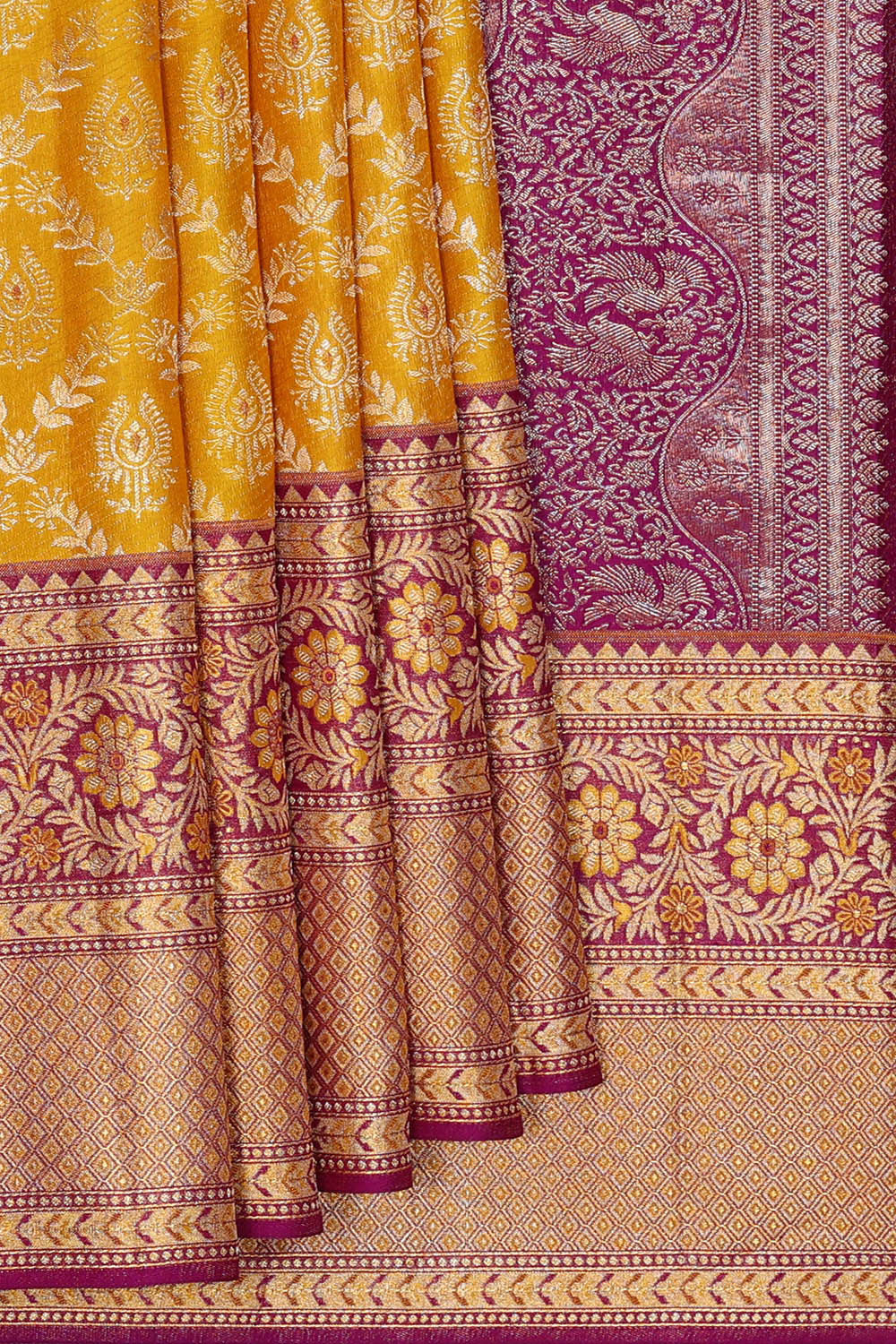 Image of Kanchipattu Turquoise Blue Brocade Saree