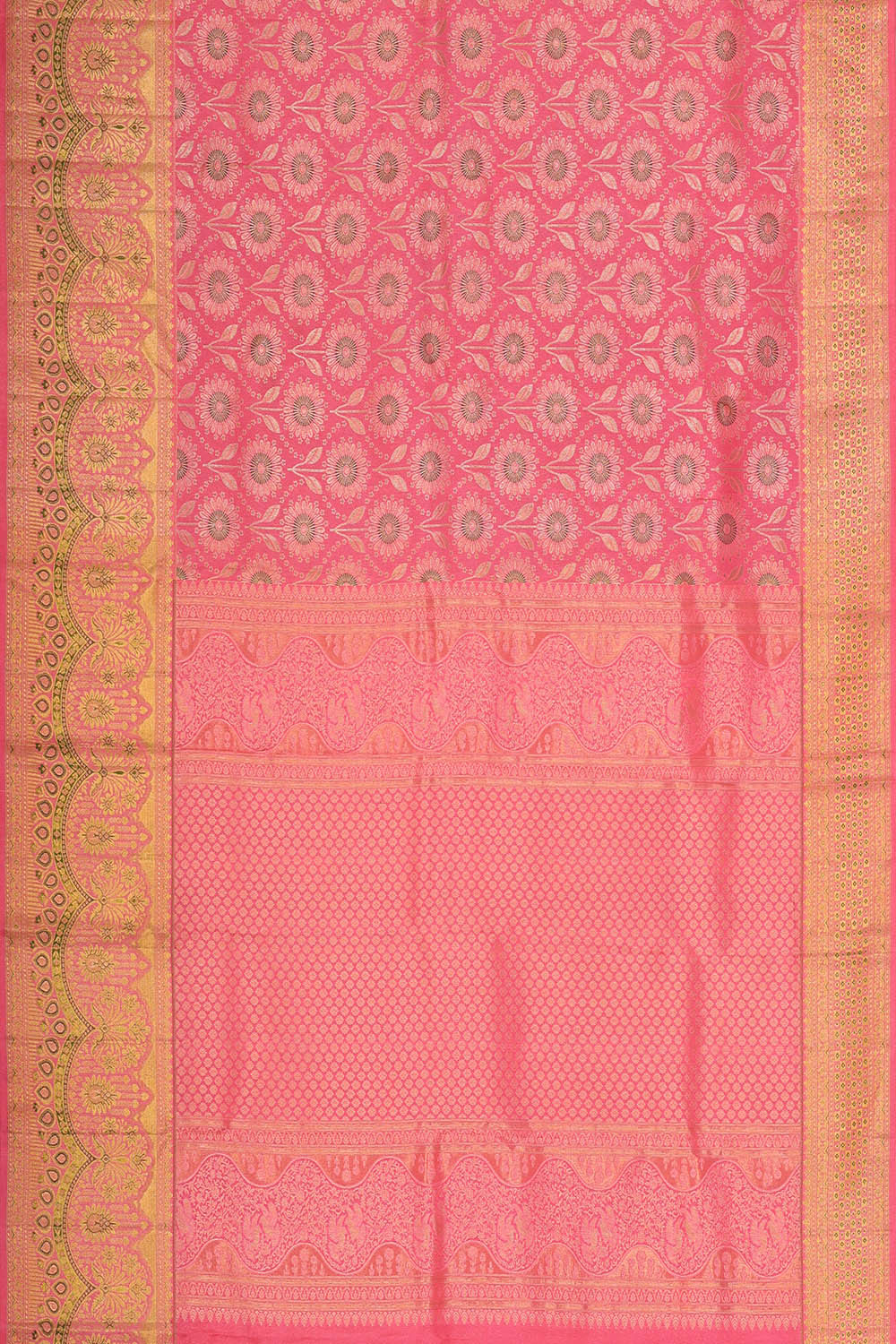 Image of Kanchipattu Peach Pink Brocade Saree