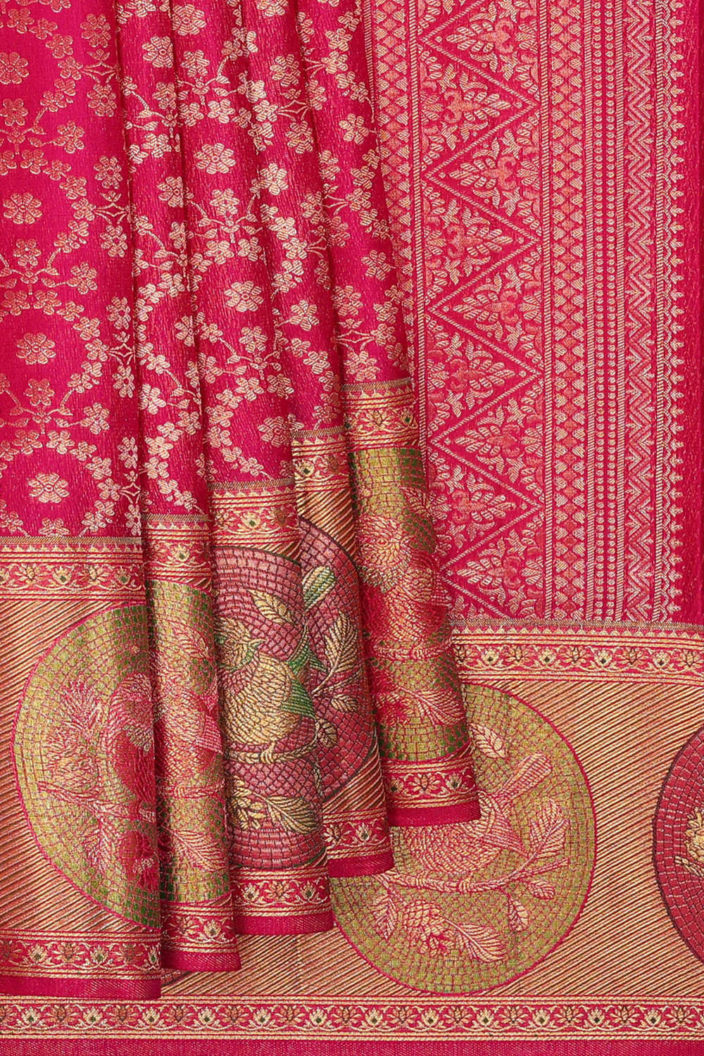 Kanchipattu Rani Pink Brocade Saree
