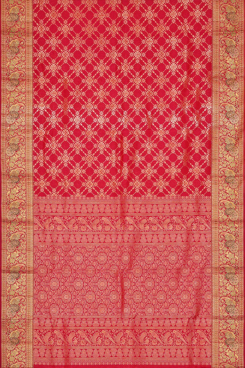Image of Kanchipattu Pinkish Red Brocade Saree