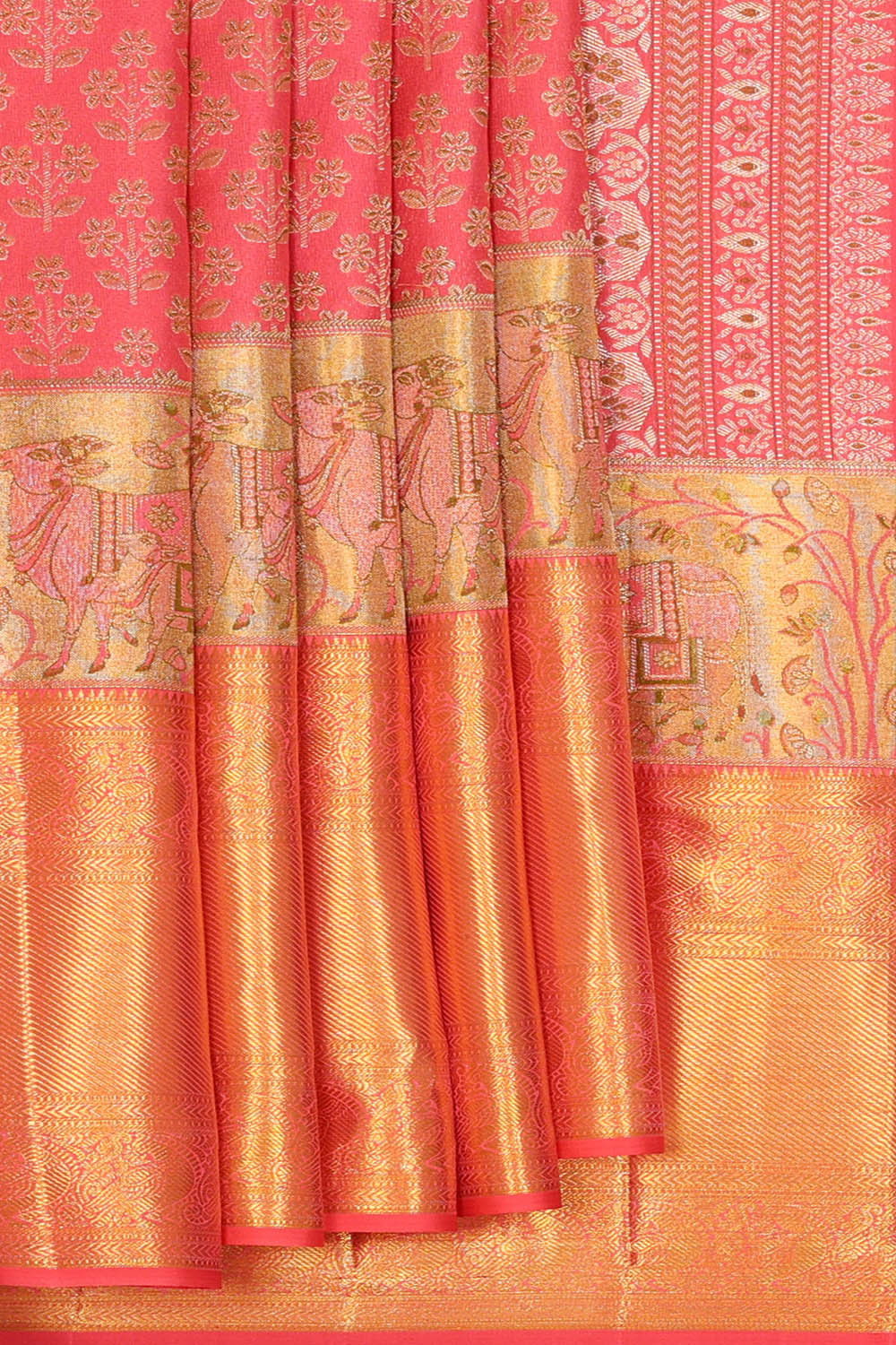 Image of Kanchipattu Peach Brocade Saree