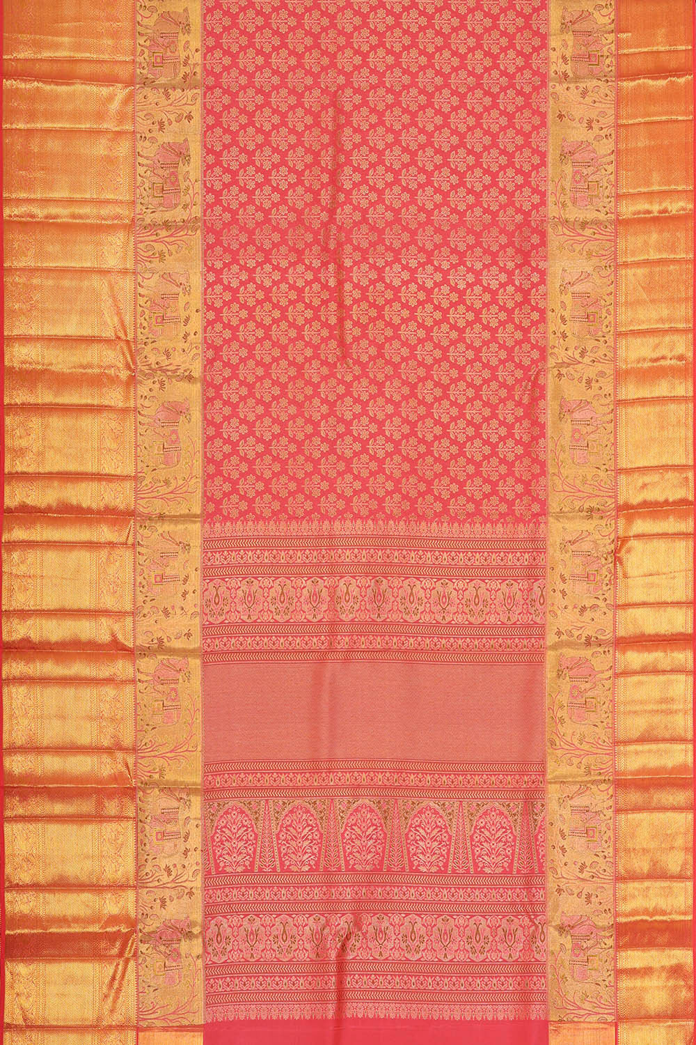 Image of Kanchipattu Peach Brocade Saree