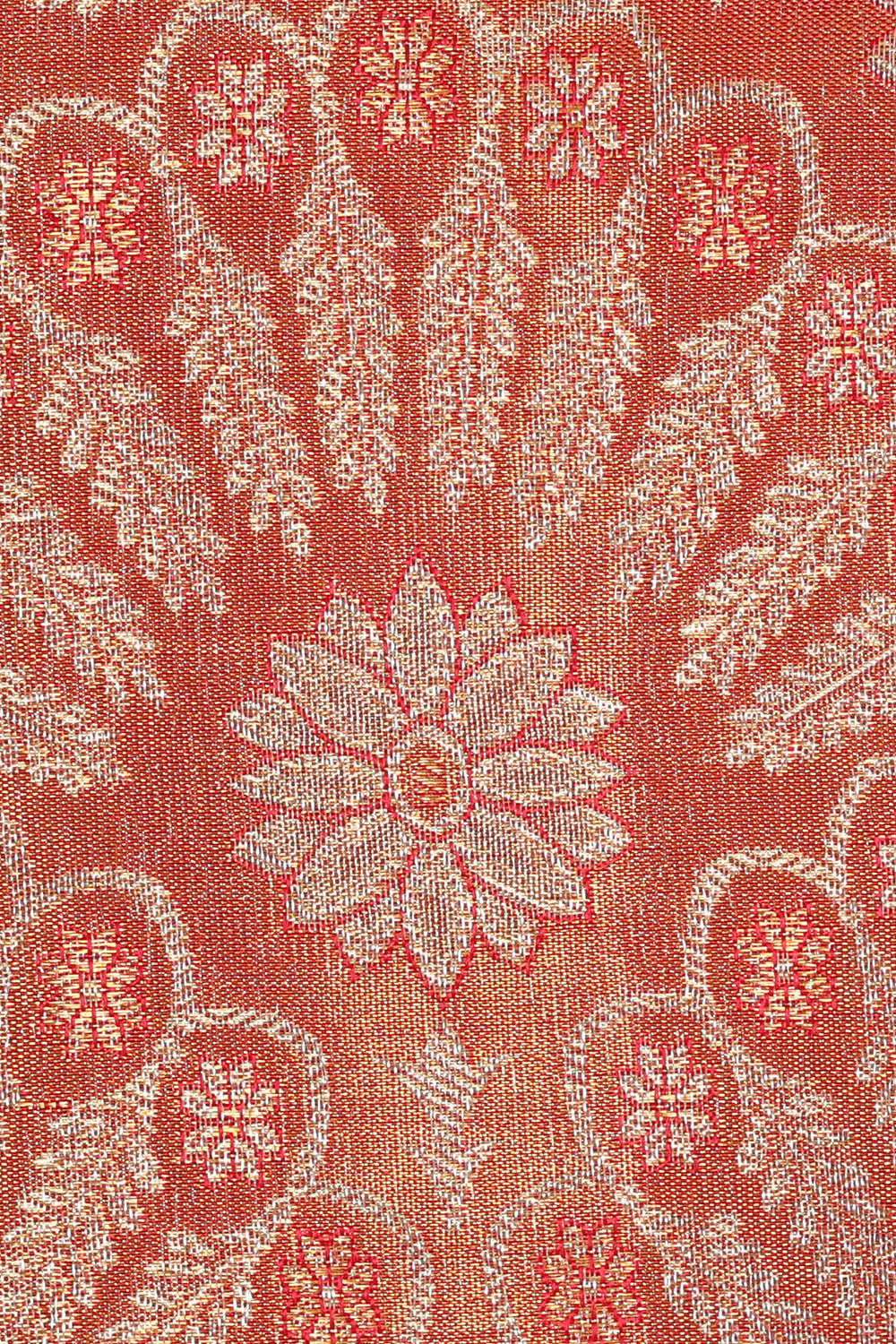 Image of Kanchipattu Golden Orange Brocade Saree