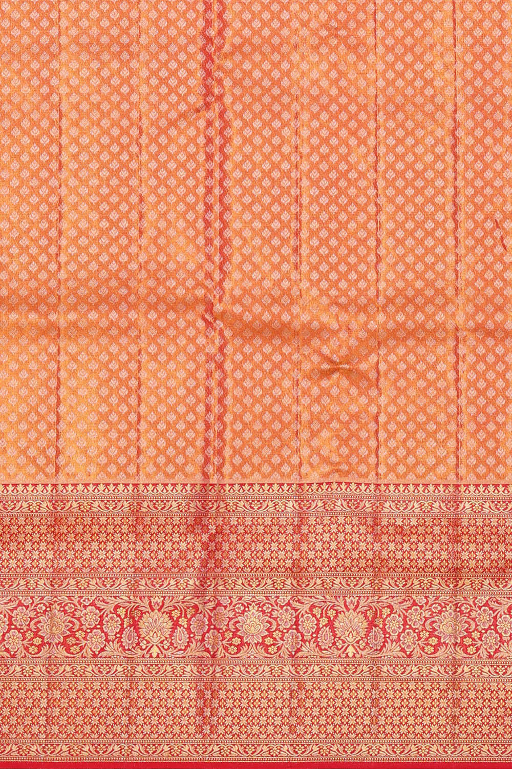Image of Kanchipattu Golden Orange Brocade Saree